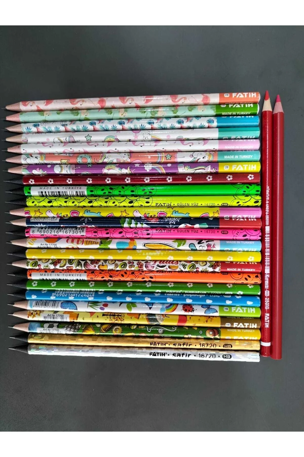 Kurşun Kalem 12 Adet Okul Kalemi Desenli(-adel-bic-stabilo)