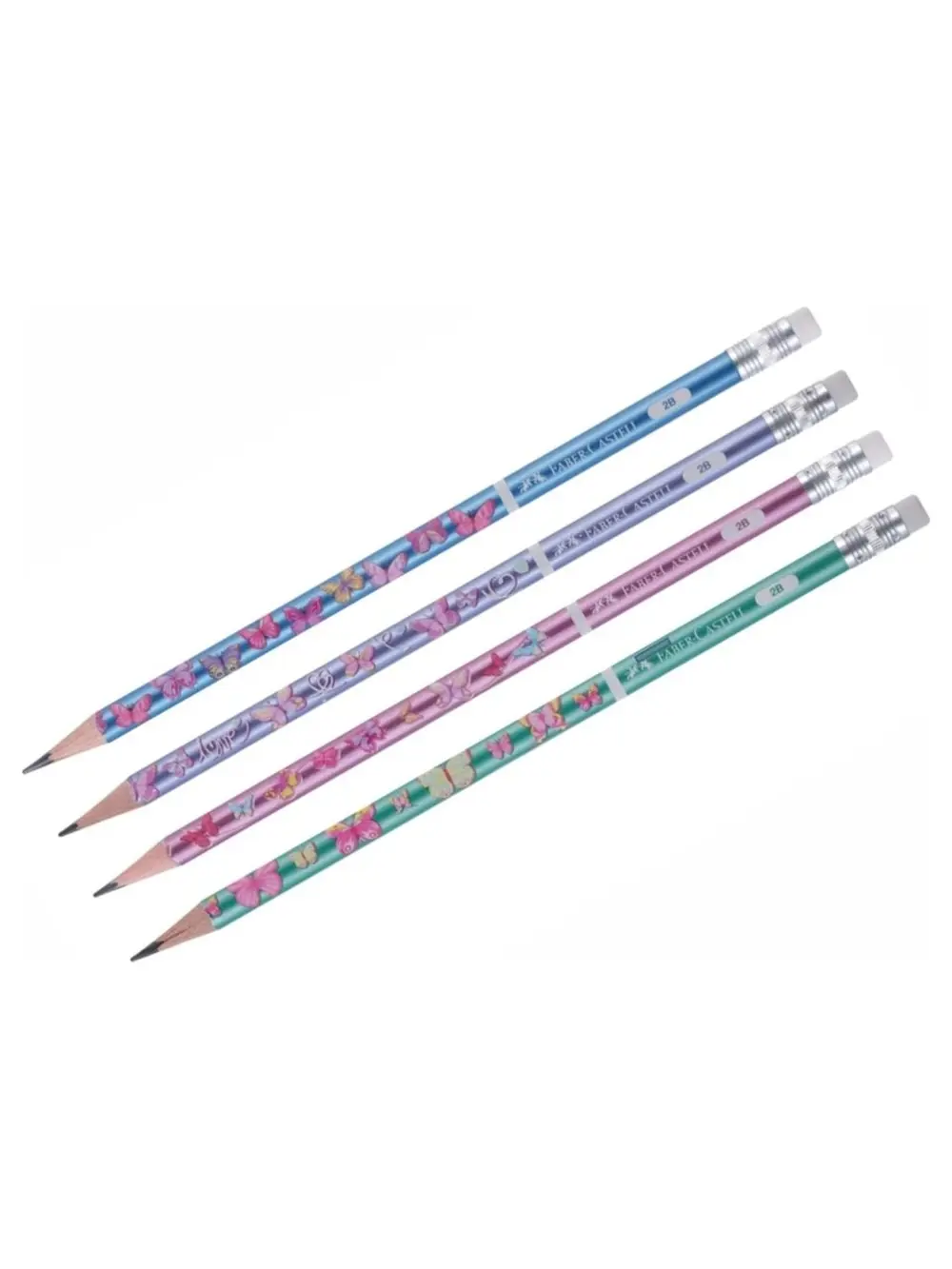 Kurşun Kalem Silgili 2b Kelebek Desen 4 Lü