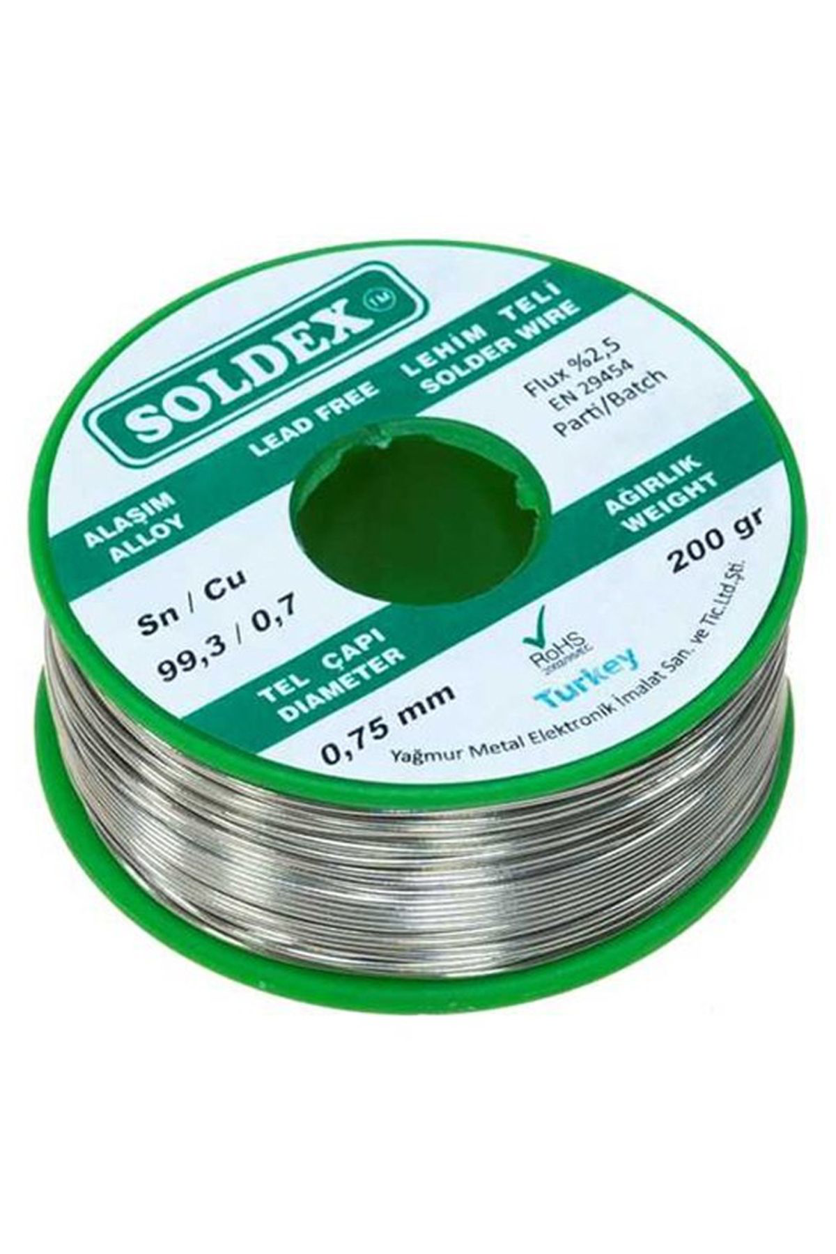 Ok Aksesuar Kurşunsuz Soldex 200 Gr 0.75 Mm Kurşunsuz Lehim Teli Sn 99.3 / Cu