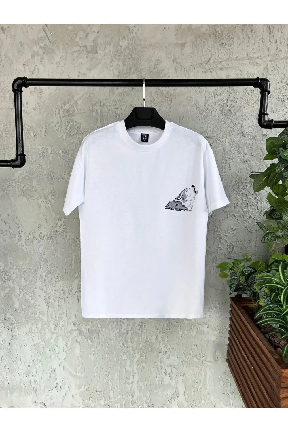 Kurt Baskılı Beyaz Erkek Tshirt