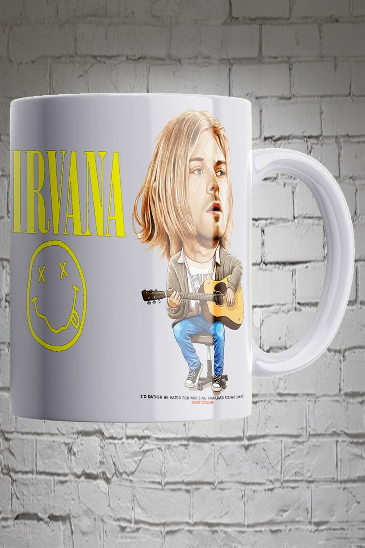 Remonz Kurt Cobain Nırvana 3 Tarafı Baskılı %100 Porselen Kupa