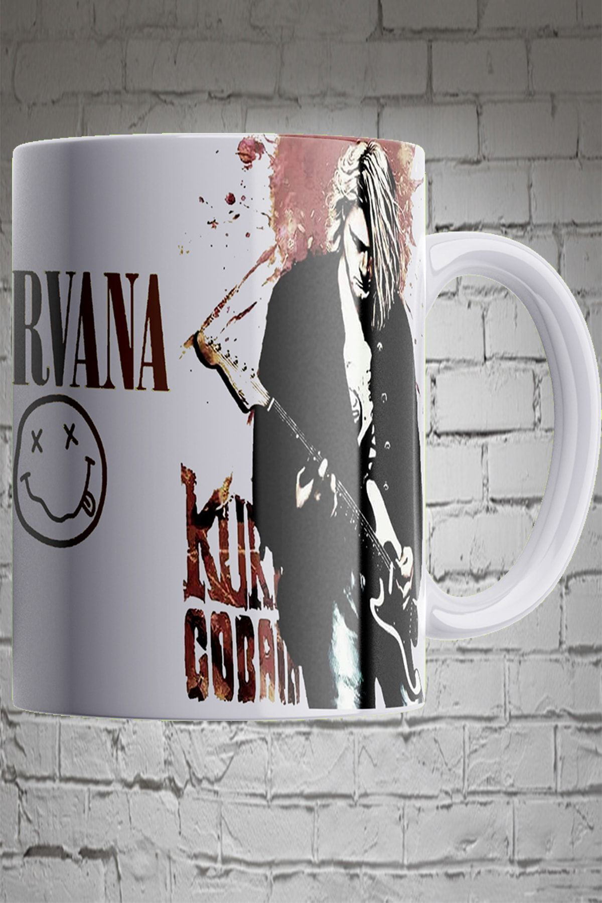 Remonz Kurt Cobain Nırvana 3 Tarafı Baskılı %100 Porselen Kupa