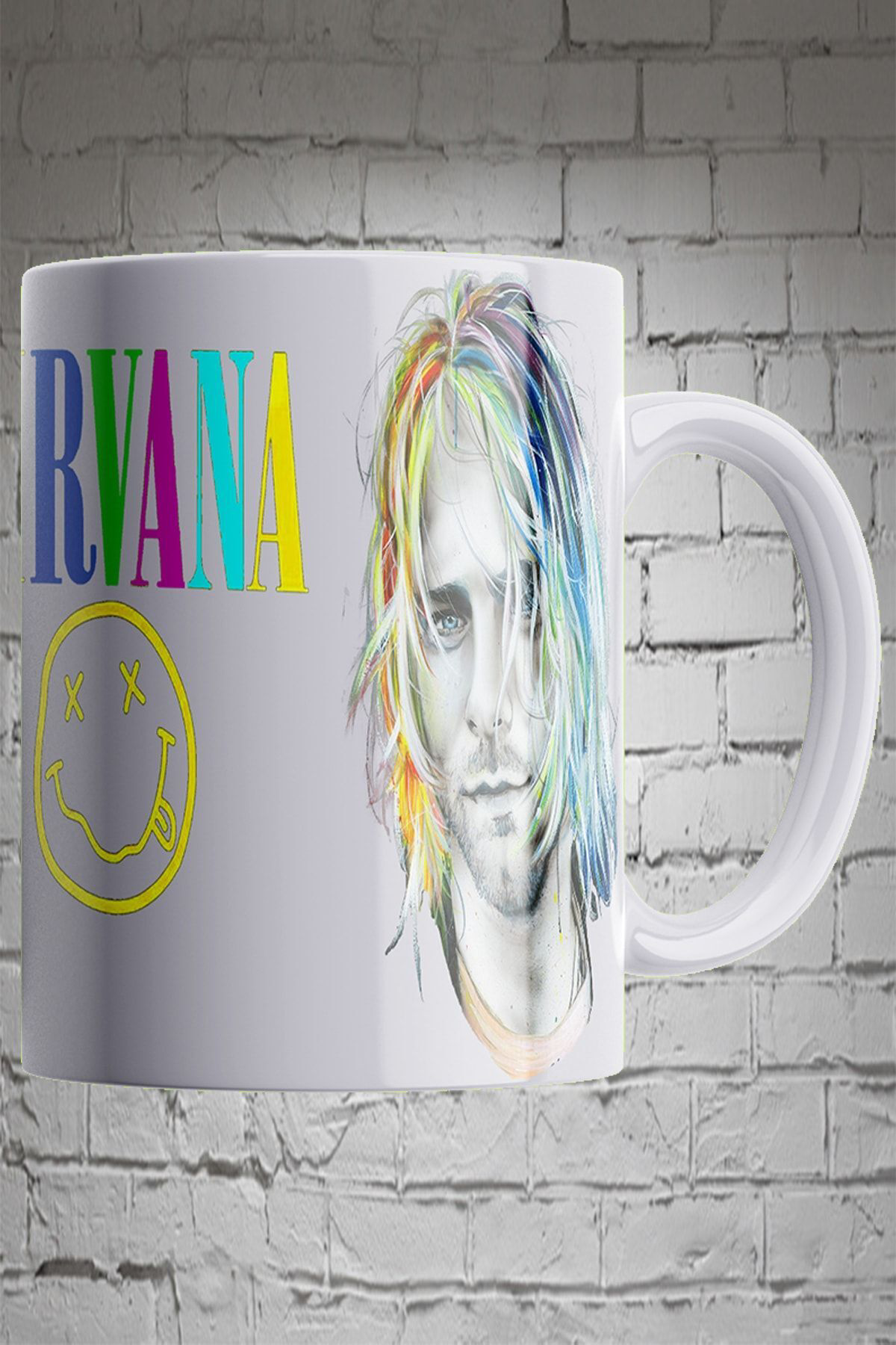 Remonz Kurt Cobain Nırvana 3 Tarafı Baskılı %100 Porselen Kupa