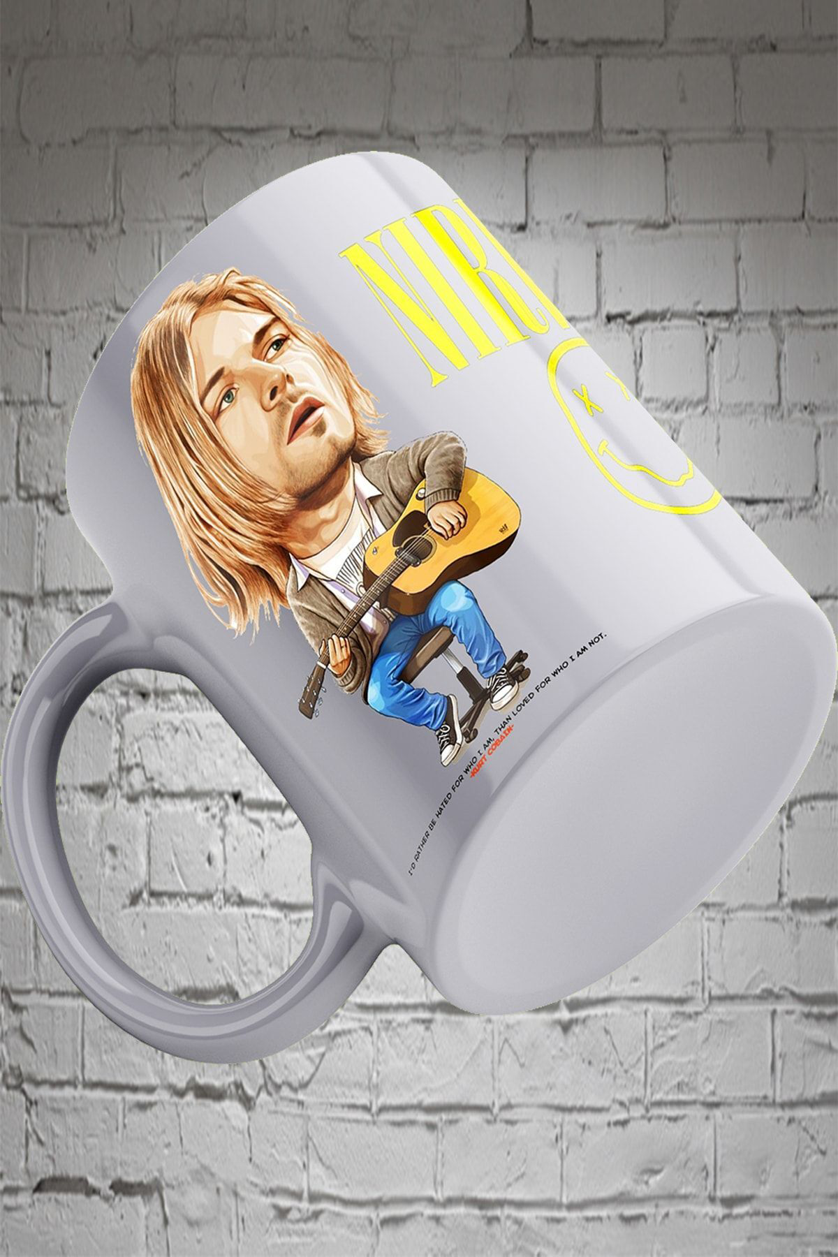 Remonz Kurt Cobain Nırvana 3 Tarafı Baskılı %100 Porselen Kupa