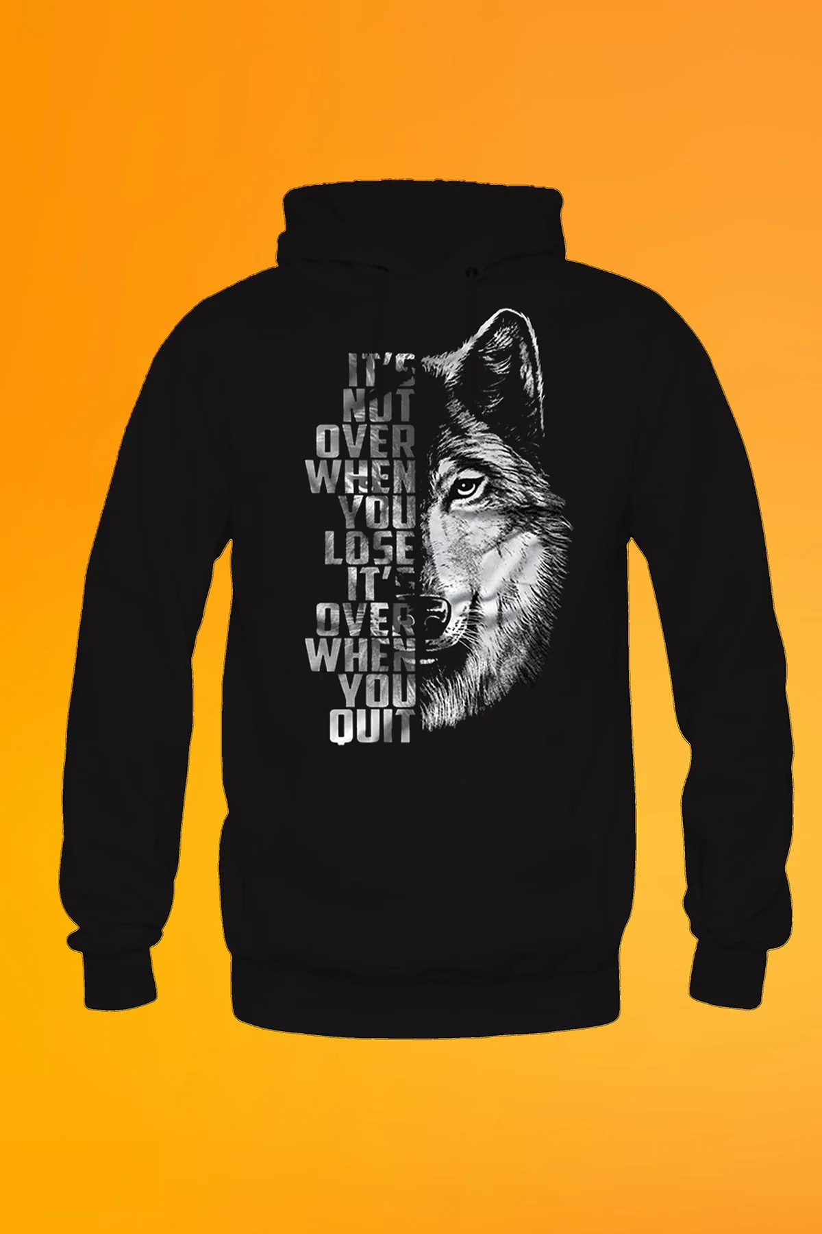Kurt Its Not Over Baskılı Siyah Kapşonlu Sweatshirt Hoodie