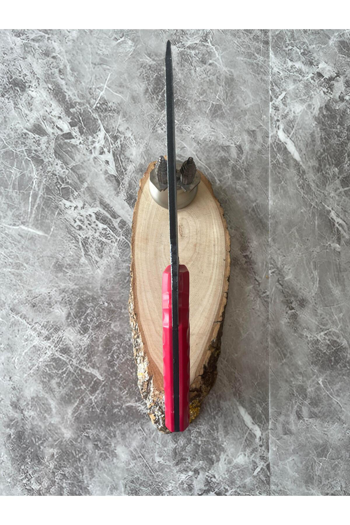 Kurt Kaplama Çelik Kamp Bıçağı – Kırmızı Kompakt Kabze, Özel Kılı