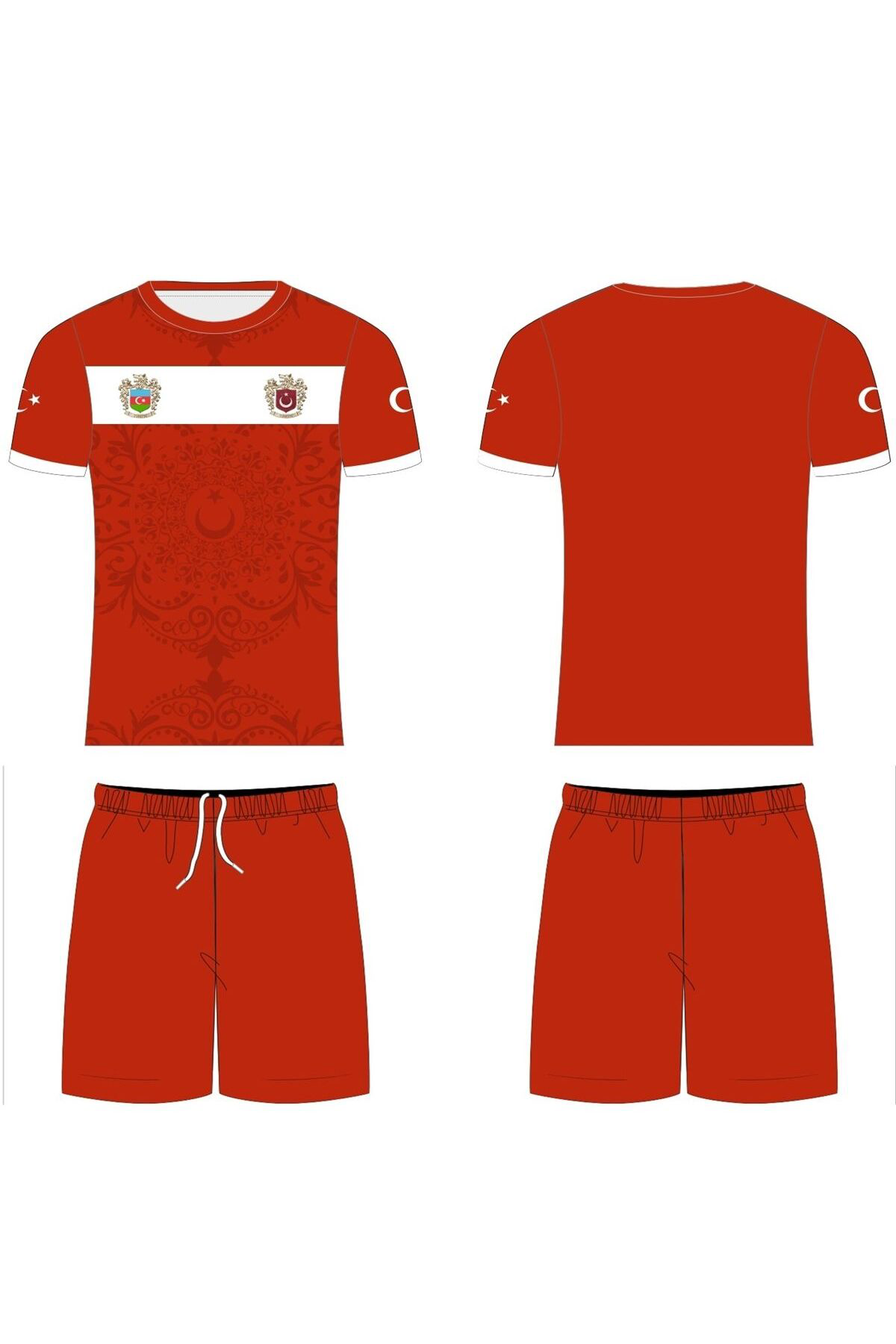 Sportech Kurt Motifli Yeni Nesil Türkiye-Azerbaycan Forma Takımı K0169 (Te