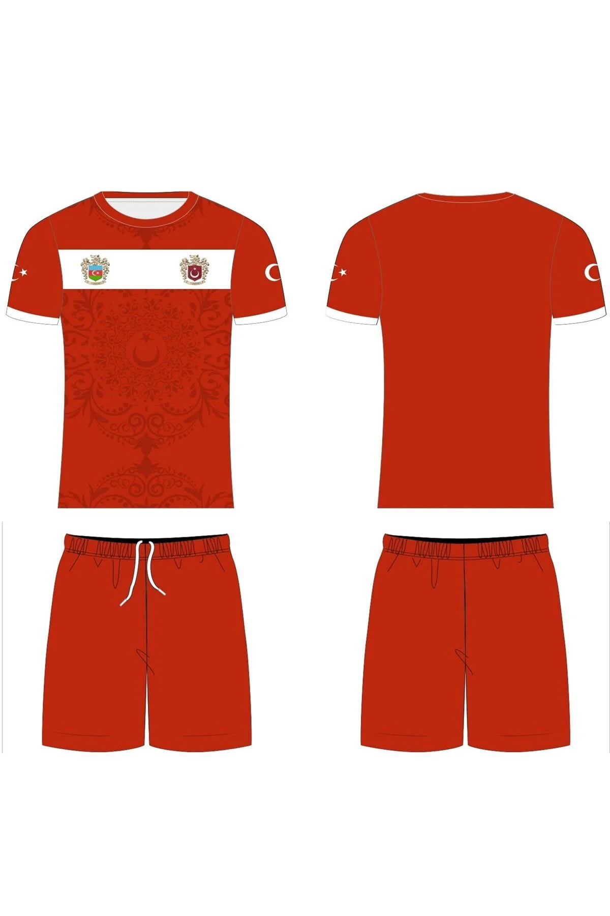 Kurt Motifli Yeni Nesil Türkiye-Azerbaycan Forma Takımı K0169 (Te