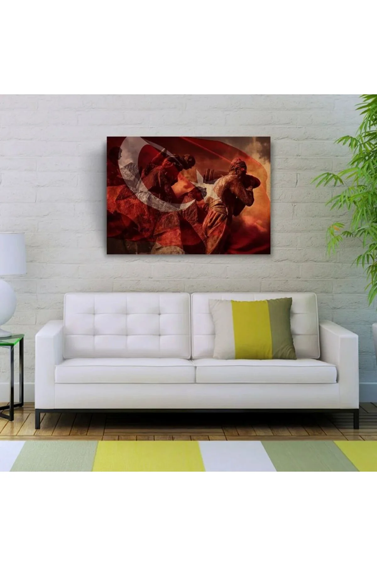 Kurtuluş Savaşı Temalı Şanlı Türk Bayrağı KANVAS Tablo 50 x 70