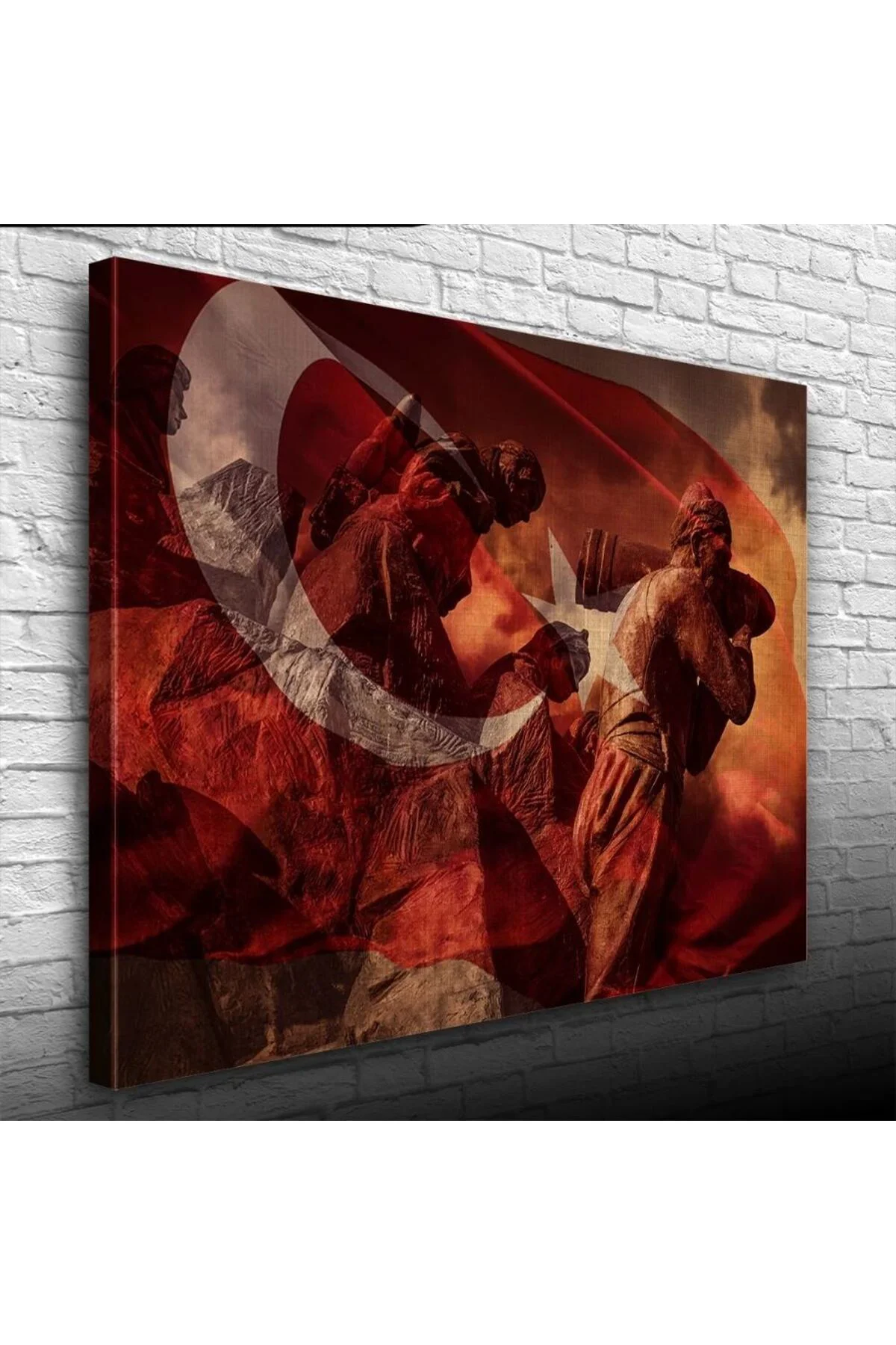 Kurtuluş Savaşı Temalı Şanlı Türk Bayrağı KANVAS Tablo 50 x 70