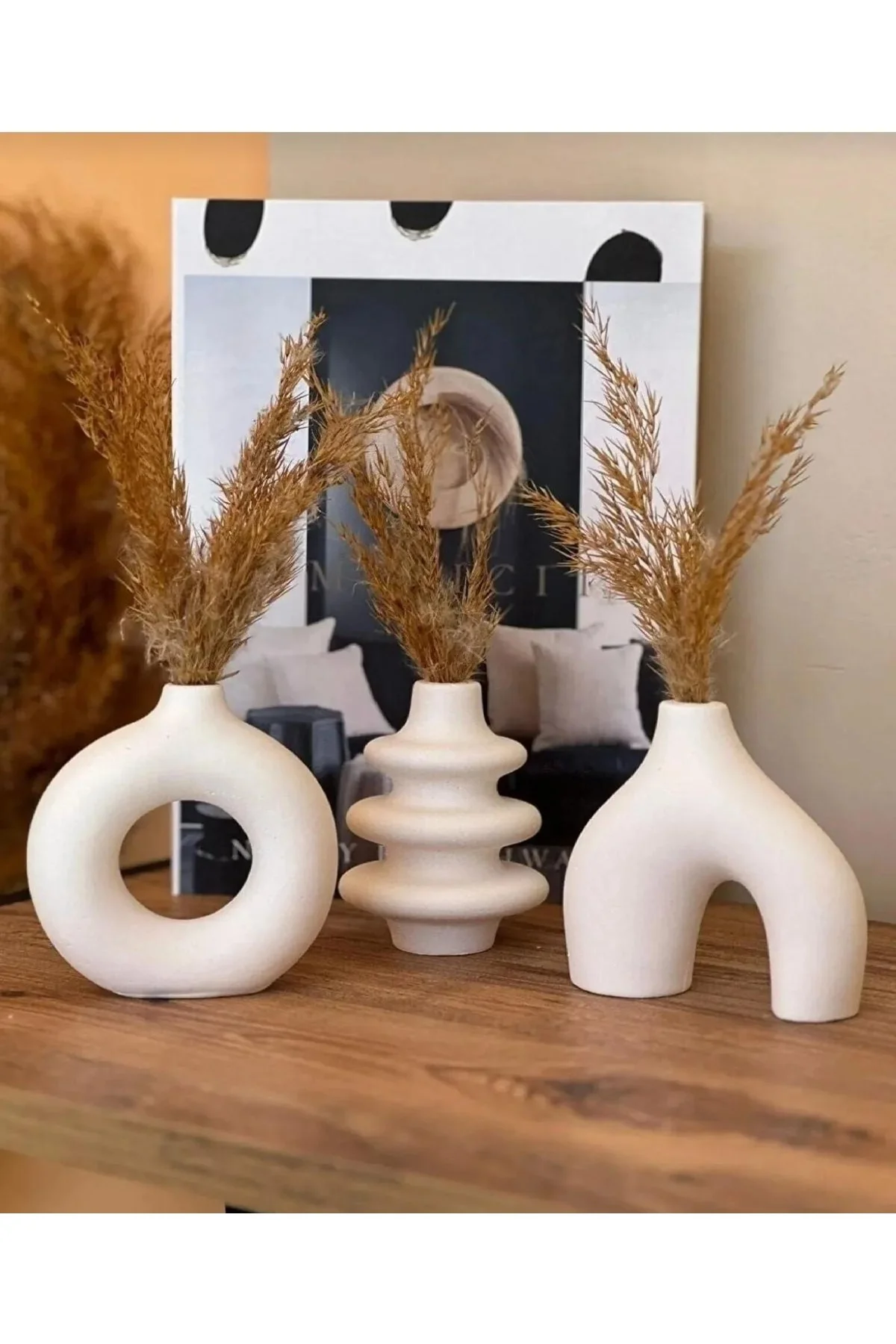 Kuru Bitki için 3lü Minimal Pinterest Vazo