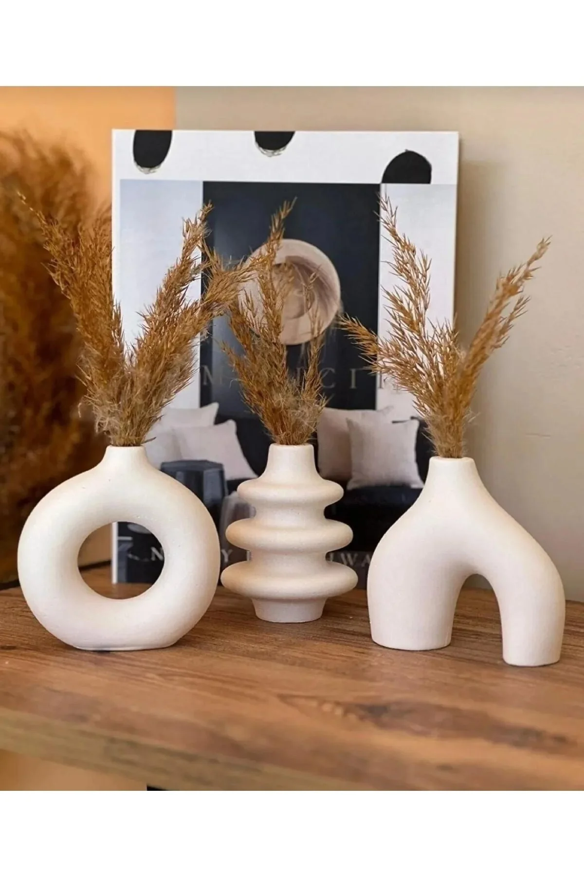 Kuru Bitki için 3lü Minimal Pinterest Vazo - Görsel 2