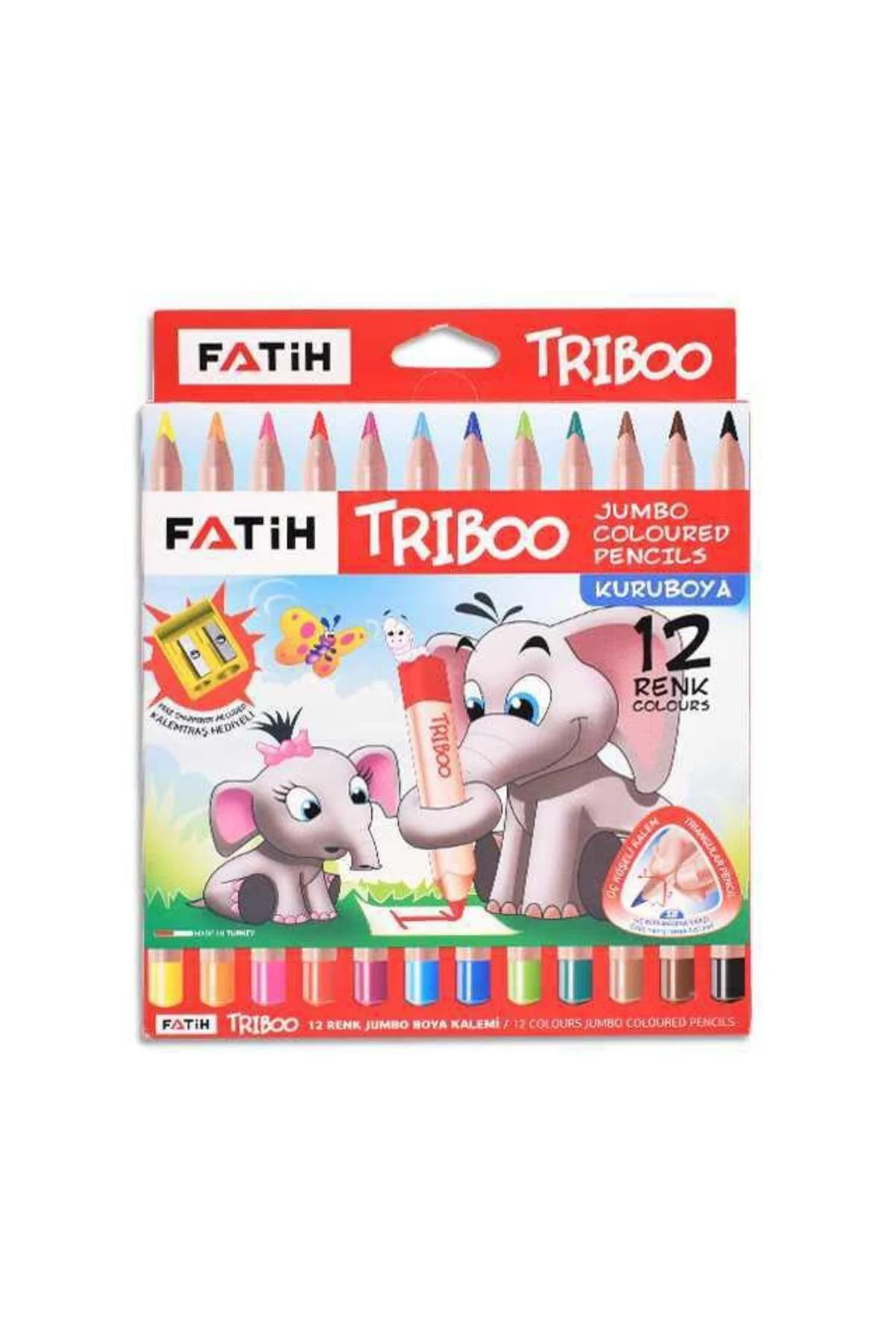 Kuru Boya Natural Üçgen Jumbo Triboo Tam Boy 12 Renk 33426