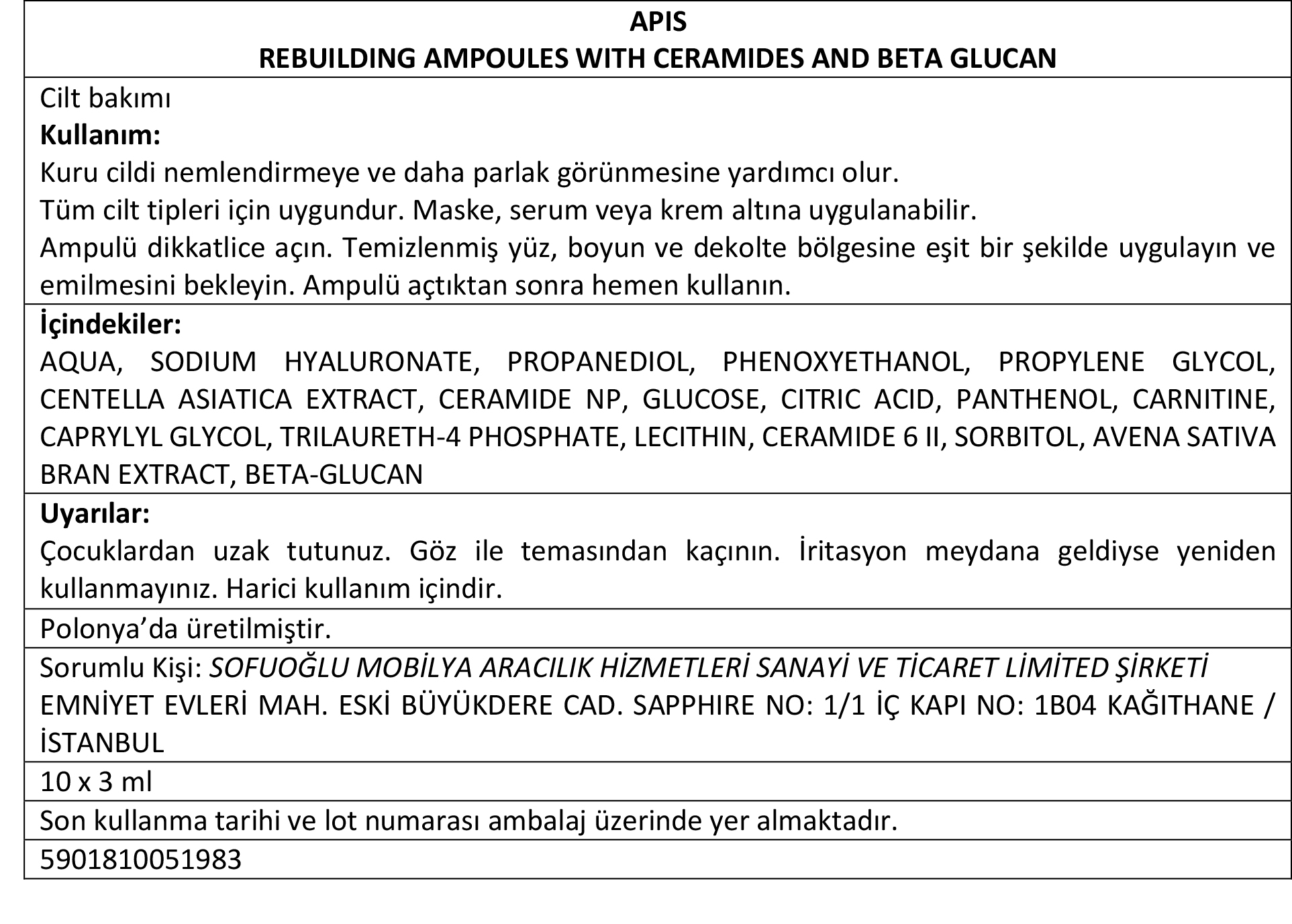 Apis Natural Cosmetics Kuru Ciltler İçin - Ceramid Ve Beta Glukan Onarici Ampuller - 10