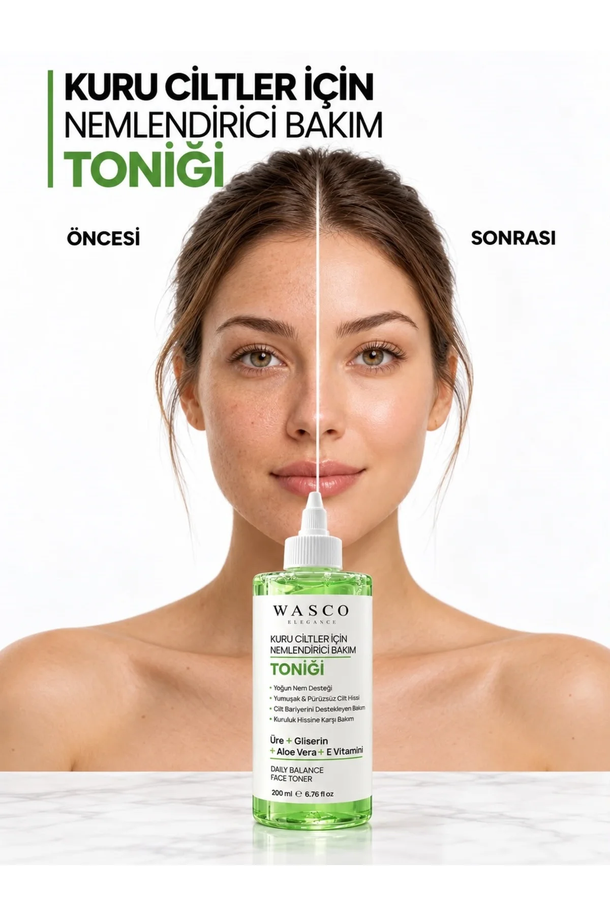 Kuru Ciltler İçin Yoğun Nemlendirici Bakım Toniği Üre - Gliserin - Aloe Vera - E Vitamini 200 ml - Görsel 2