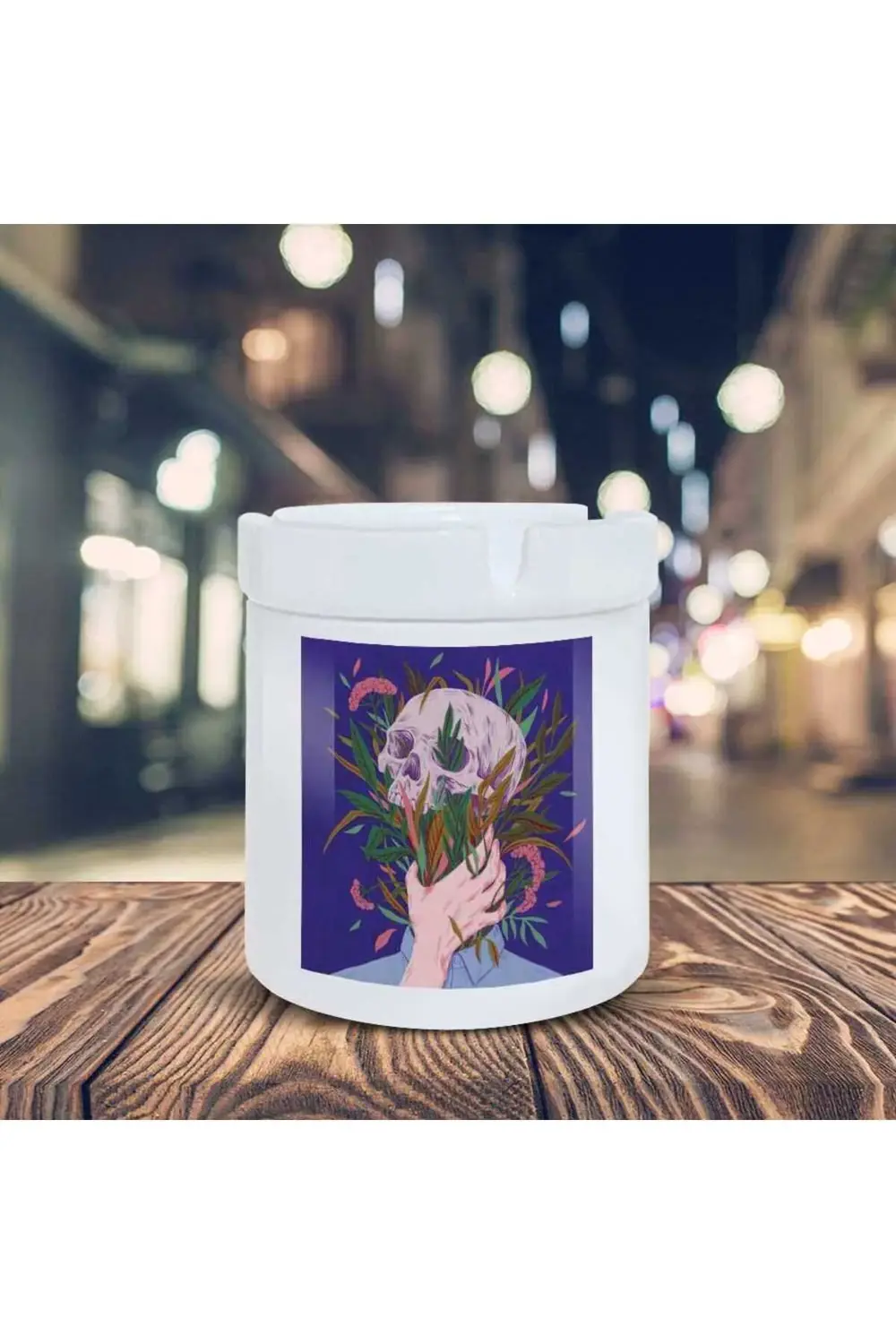 Kuru Kafa Küllük Çiçek Insan Baskılı Kül Tablası K-145