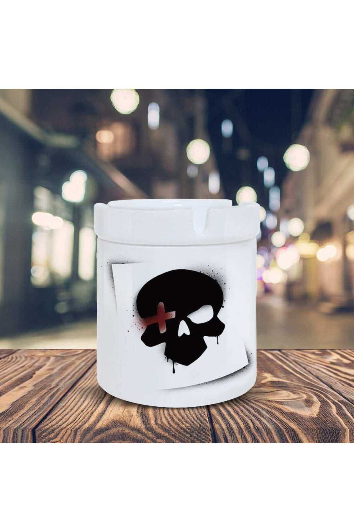 Asilmeydan Kuru Kafa Skhull Baskılı Küllük Kül Tablası-01811