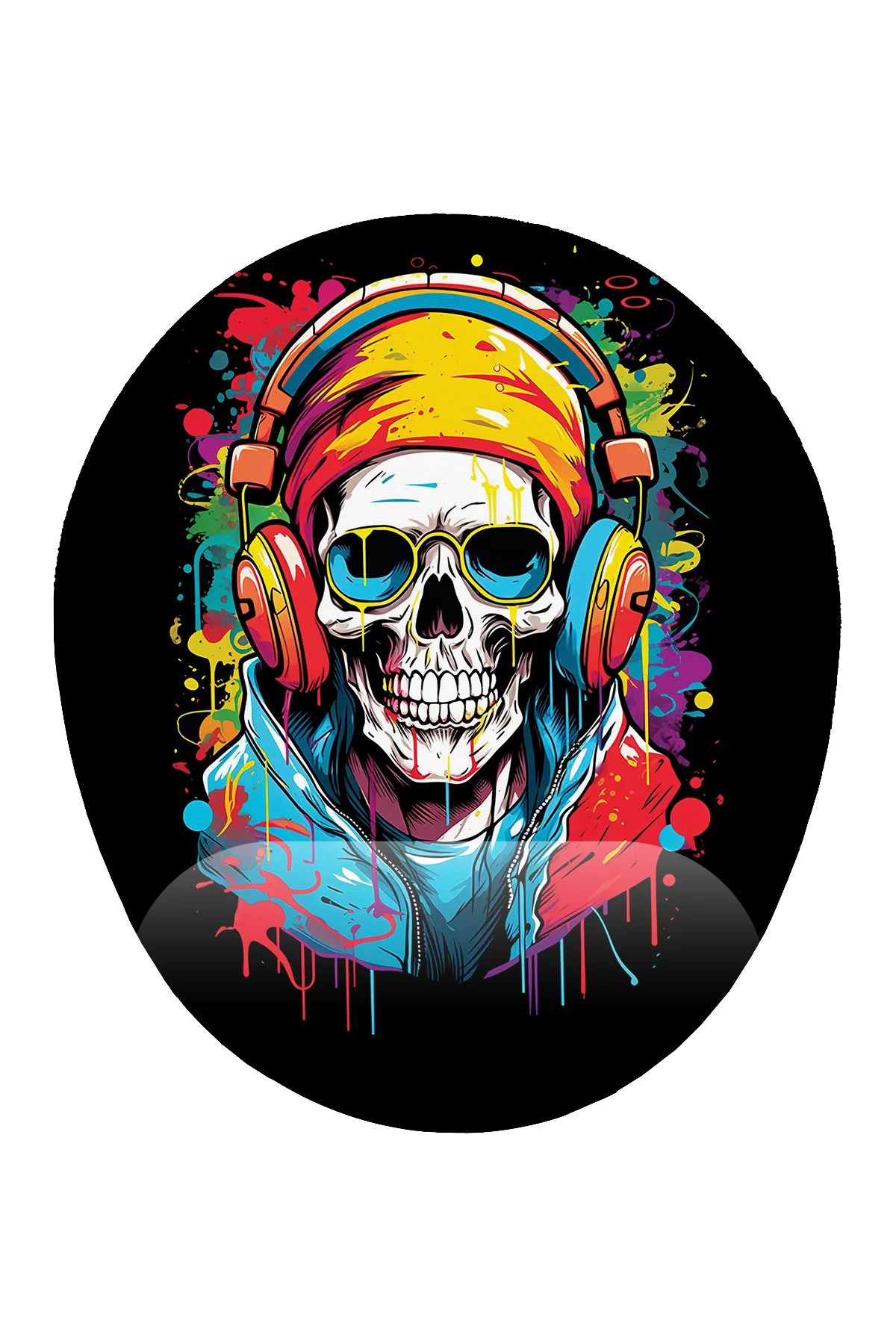 Kuru Kafa Skull Baskılı Bilek Destekli Mouse Pad Ergonomik Kaymaz