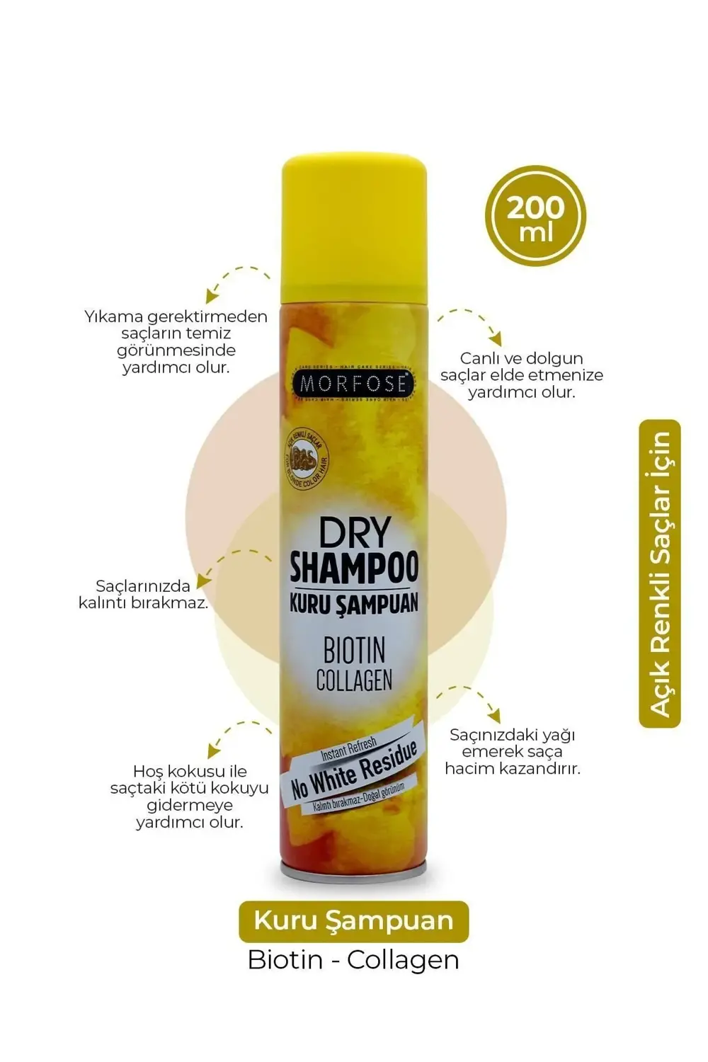 Kuru Şampuan Açık Renkli Saçlar Için Biotin+collagen Içerikli Kal