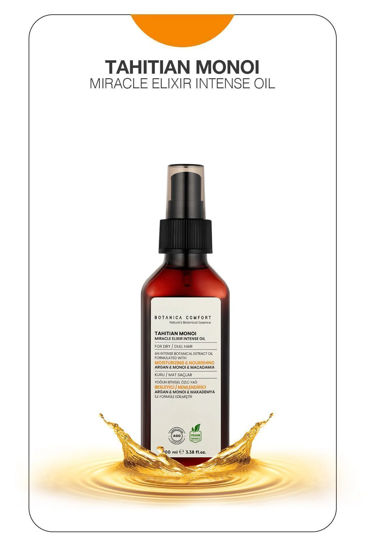 Kuru Ve Yıpranmış Saçlar Için Monoi - Argan Ve Makademya Yağ Içerikli Saç Bakım Yağı 100 ml