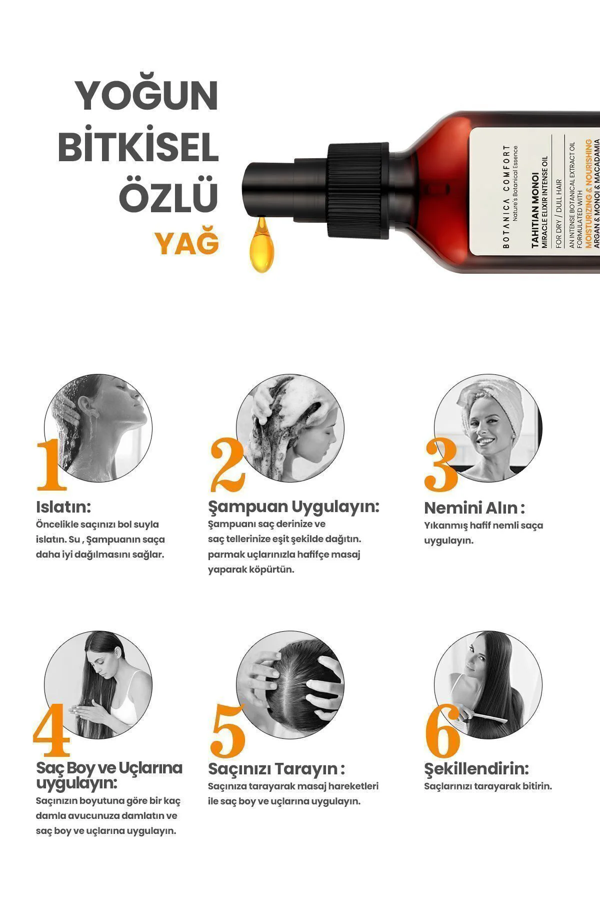 Kuru Ve Yıpranmış Saçlar Için Monoi - Argan Ve Makademya Yağ Içerikli Saç Bakım Yağı 100 ml