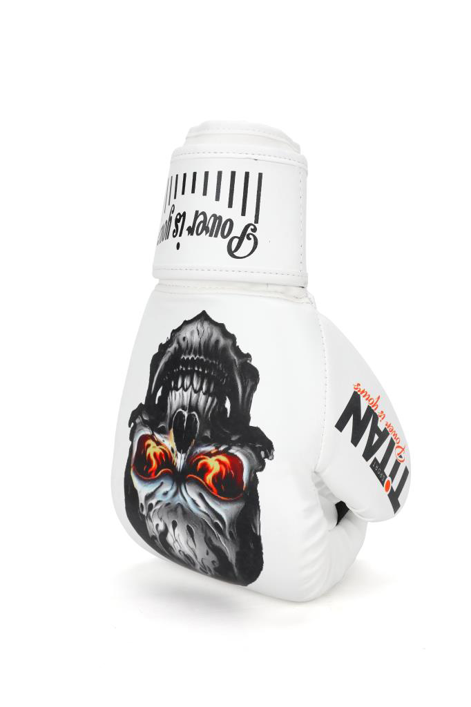 Titan Sport Kurukafa Desenli Beyaz Boks Eldiveni