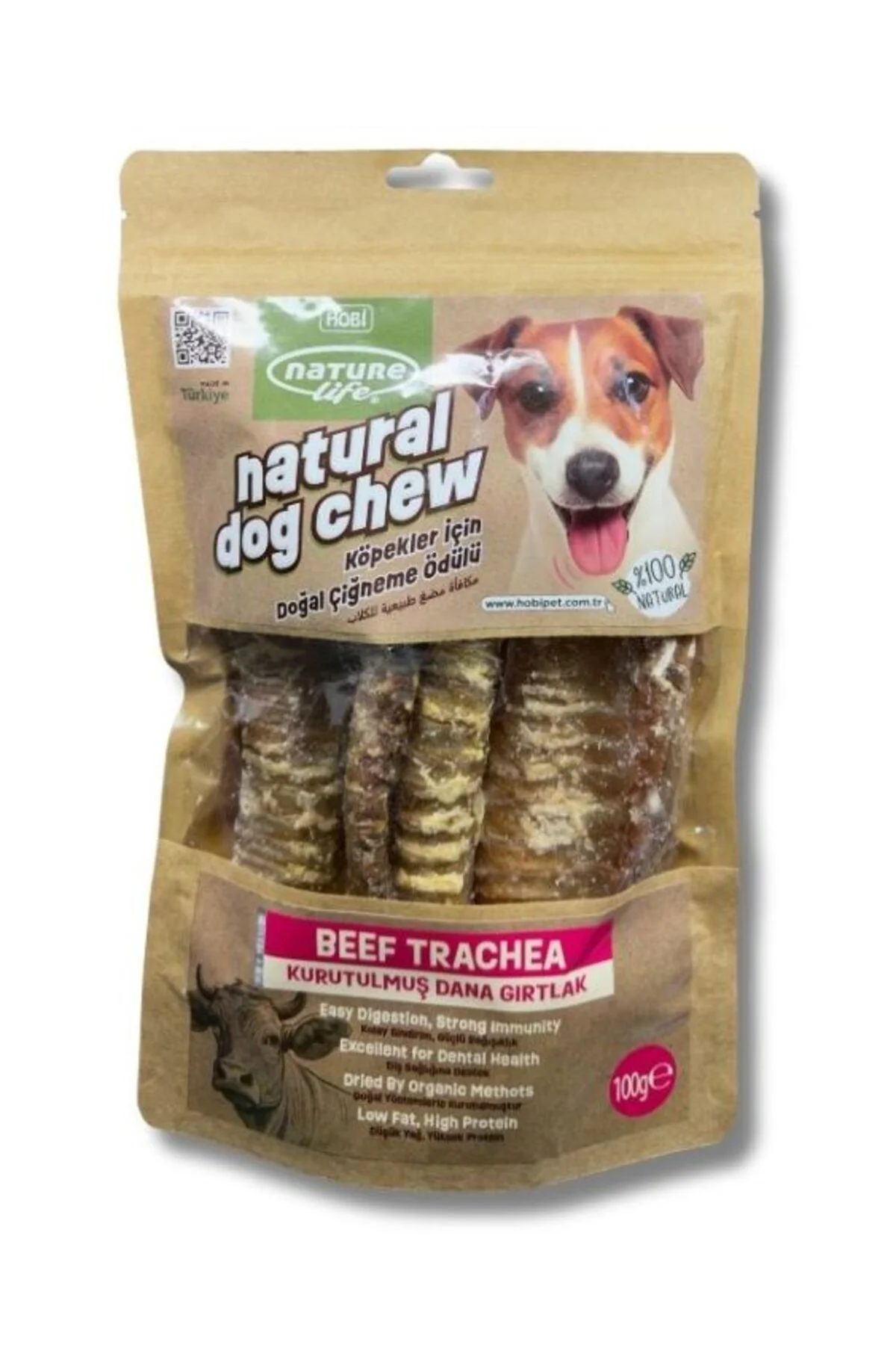 Kurutulmuş Dana Gırtlak Köpek Çiğneme Ödülü 100 gr - Doğal ve Sağ