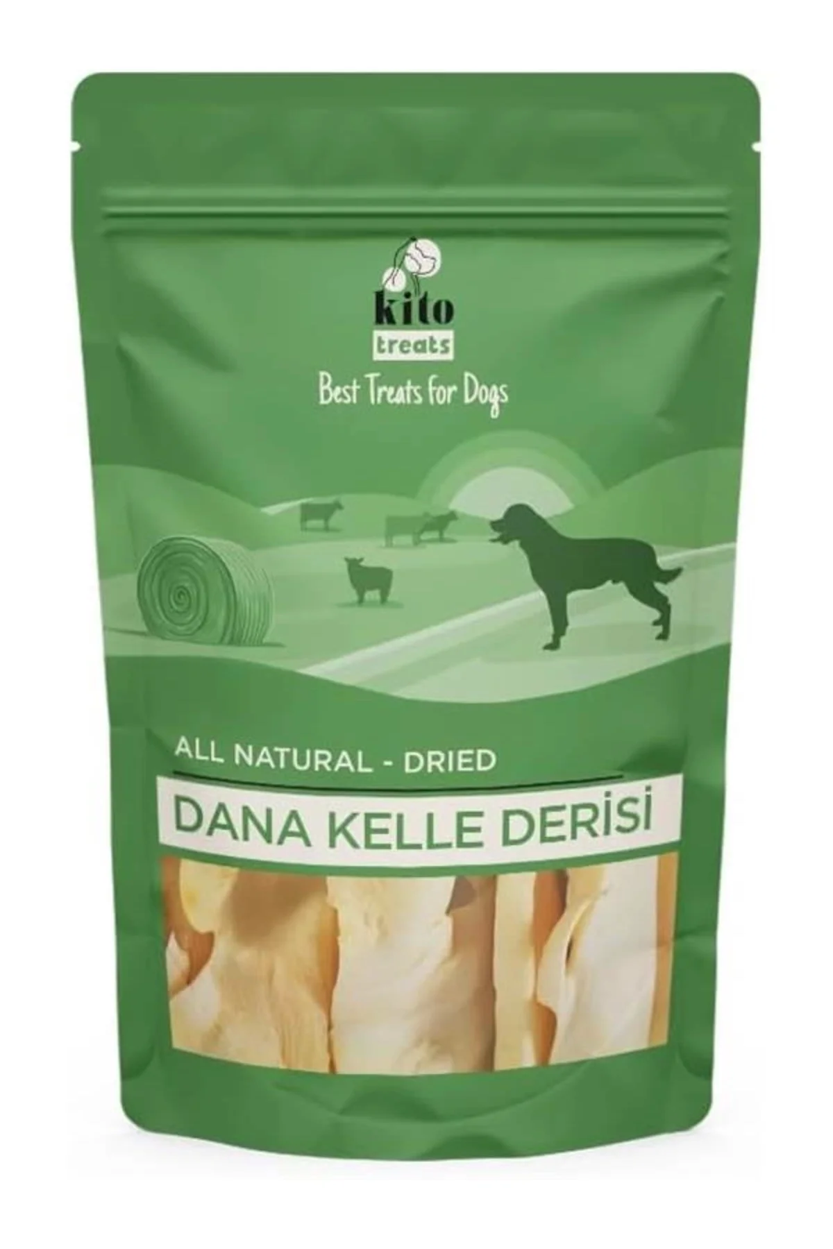Kurutulmuş Dana Kelle Derisi Çiğnemelik Köpek Ödül Maması%100 Doğal, Glutensiz, Organik 100 gr