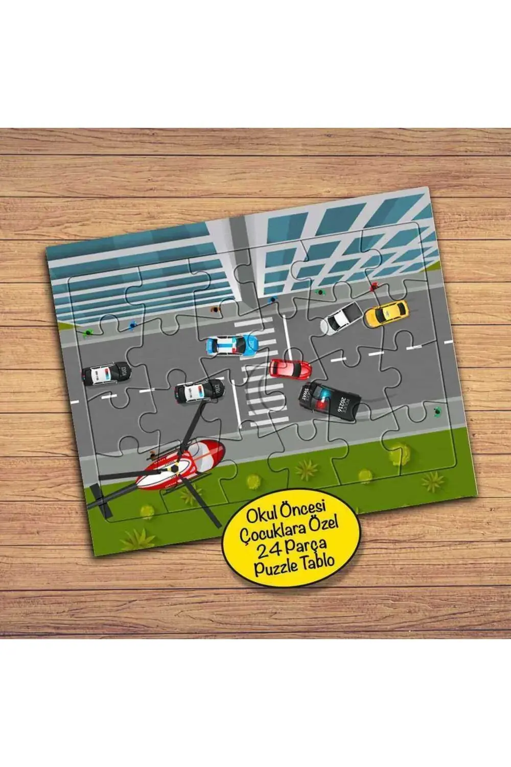 Kuş Bakışı Hırsız,polis 24 Parça Çocuklara Özel Yapboz Tablo-551
