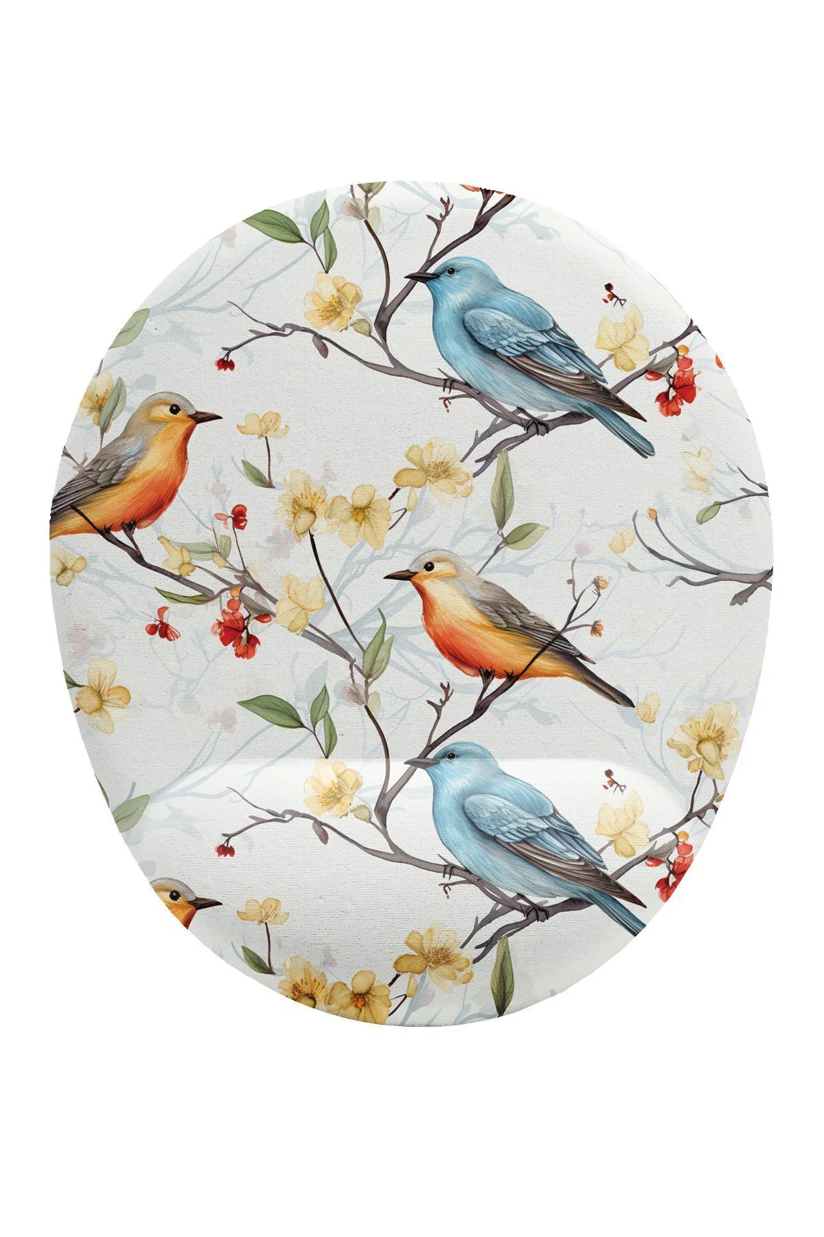 Kuş Desenli Bilek Destekli Mouse Pad Ergonomik Kaymaz Taban Mousepad Fare Altlığı