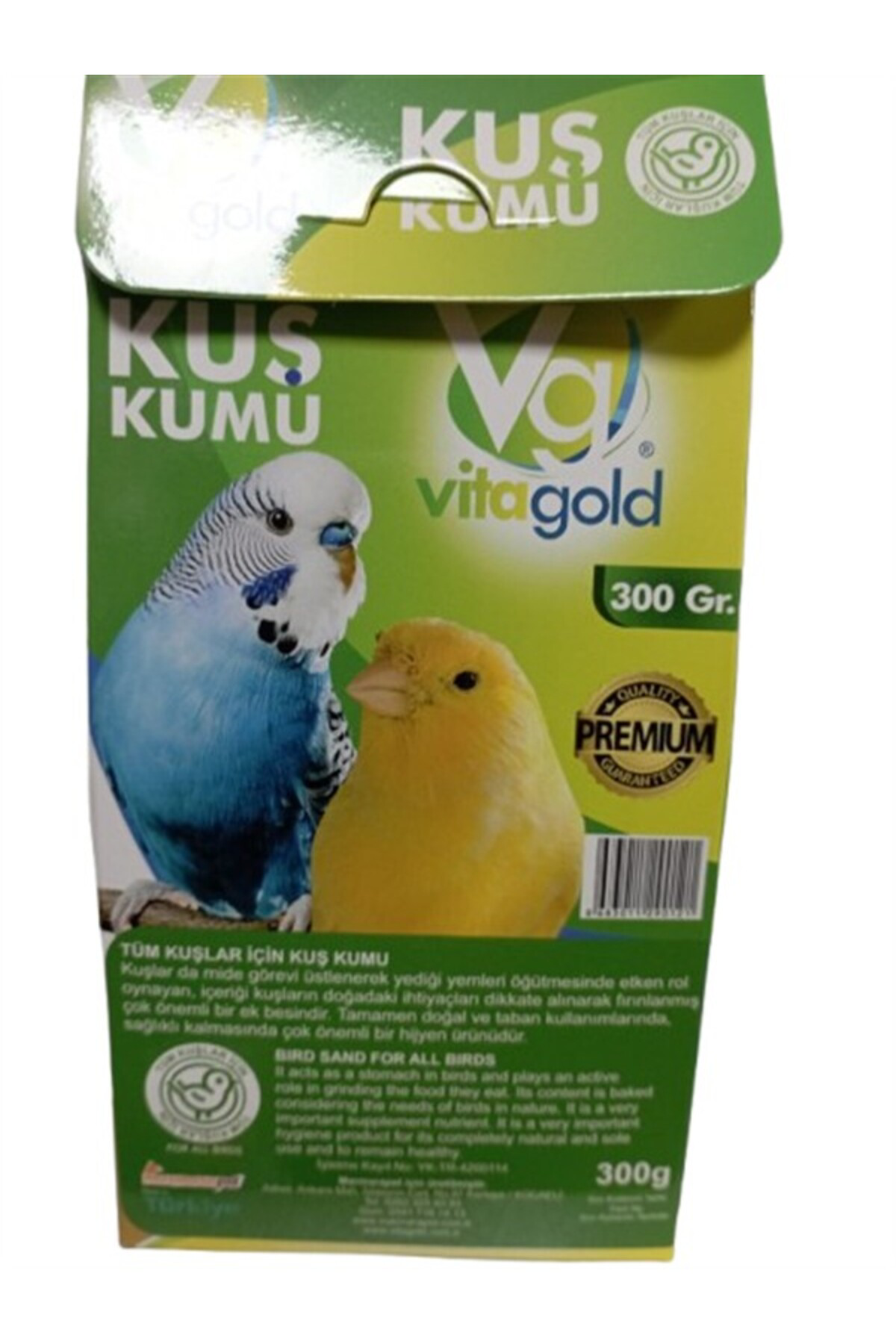 Vita Gold Kuş Kumu 300 Gr (Tüm Kuşlar İçin ) Ve Şeffaf Lüks Kuş Yemlik