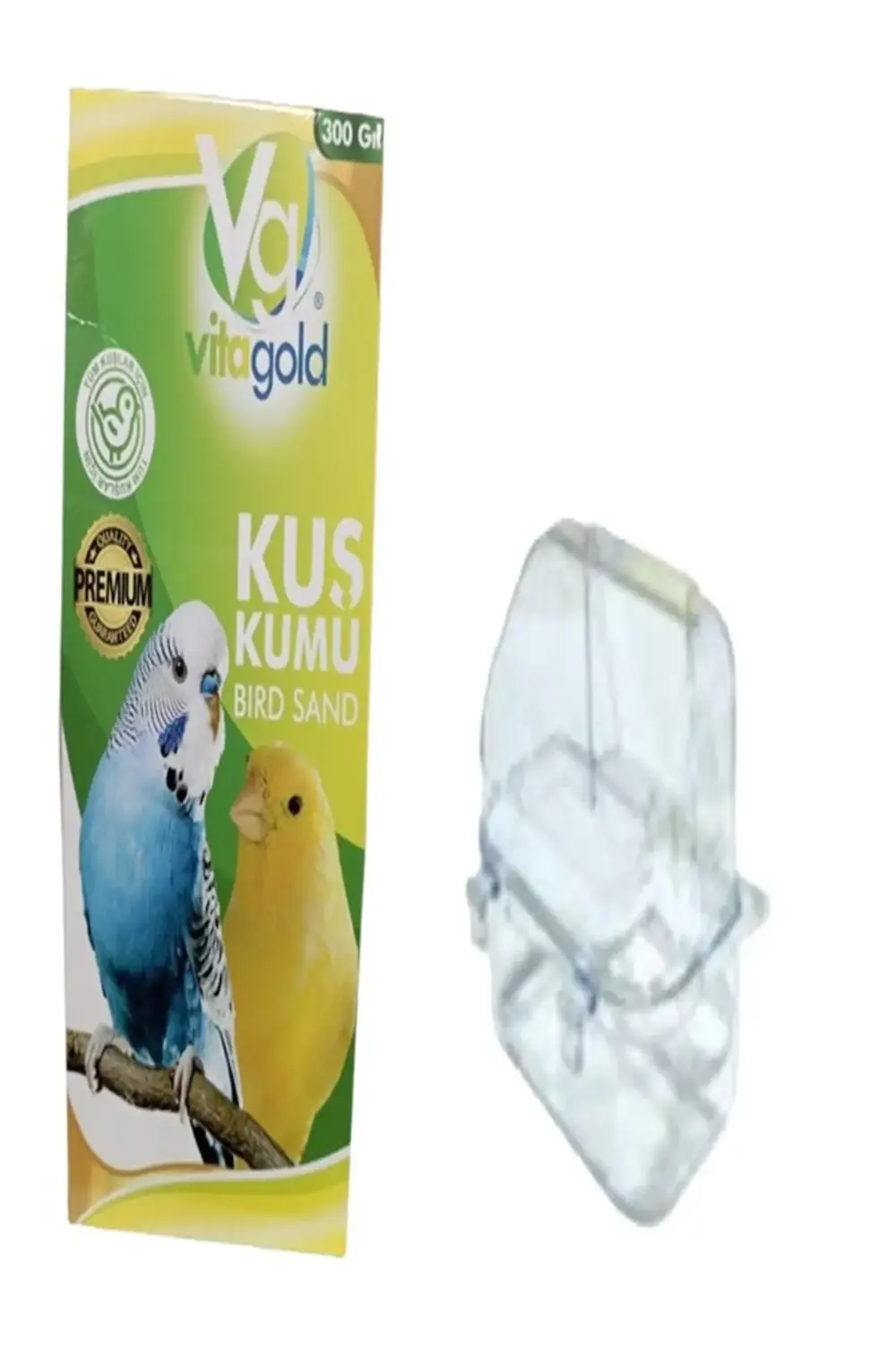 Kuş Kumu 300 gr (Tüm Kuşlar İçin ) Ve Şeffaf Lüks Kuş Yemlik