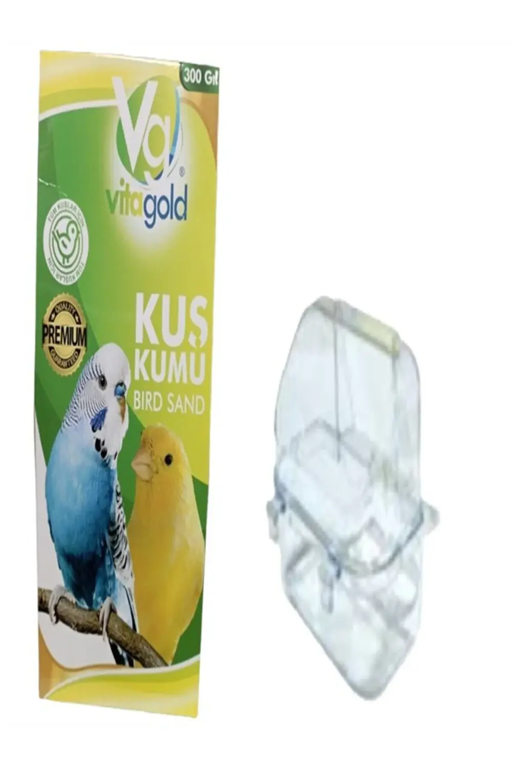 Kuş Kumu 300 gr (Tüm Kuşlar İçin ) Ve Şeffaf Lüks Kuş Yemlik