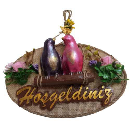 Woody Sofia Kuş Tasarımlı Hoşgeldiniz Kapı Süsü