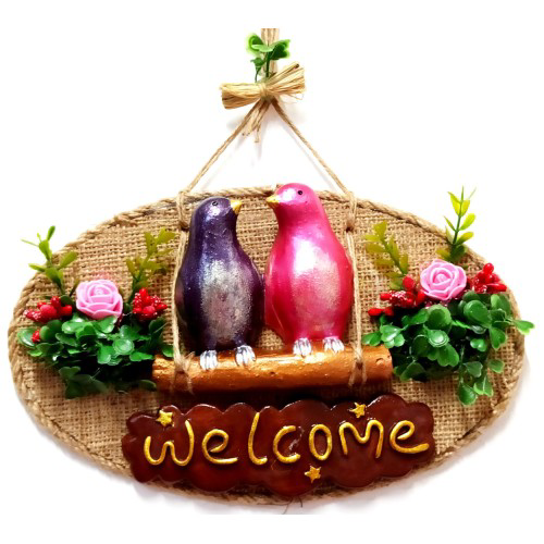 Kuş Tasarımlı Welcome Yazılı Kapı Süsü Kuş Tasarımlı Welcome Yazılı Kapı Süsü
