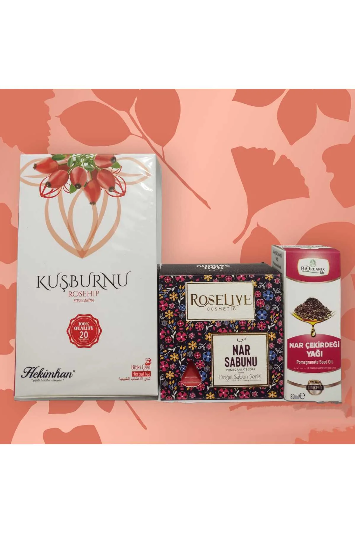 Kuşburnu Çayı + Nar Sabunu + Nar Çekirdeği Yağı