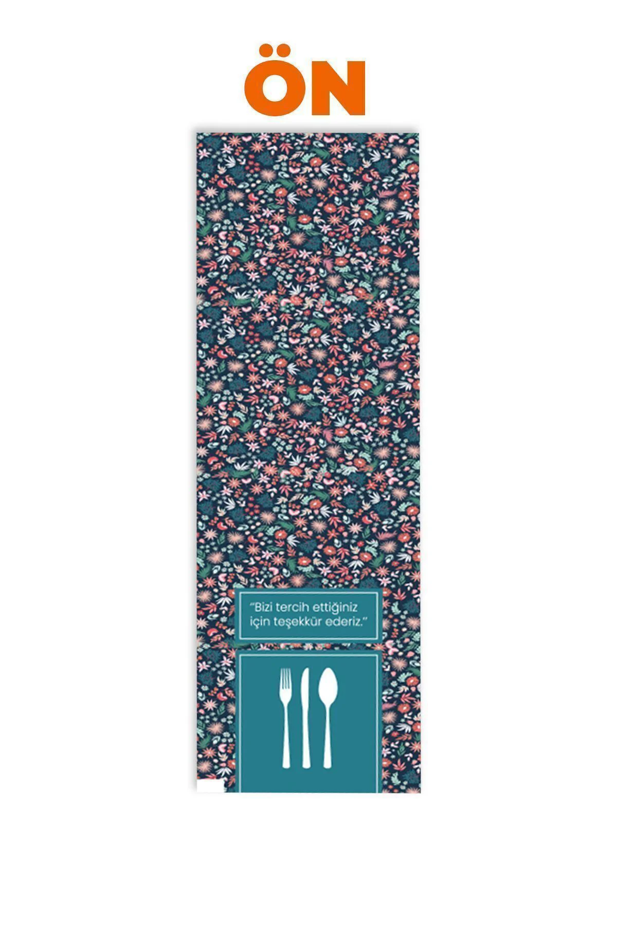 Kuşe Kağıt Çatal Kaşık Bıçak Kılıfı 1000 Adet - 8cm X 24cm (Çiçek