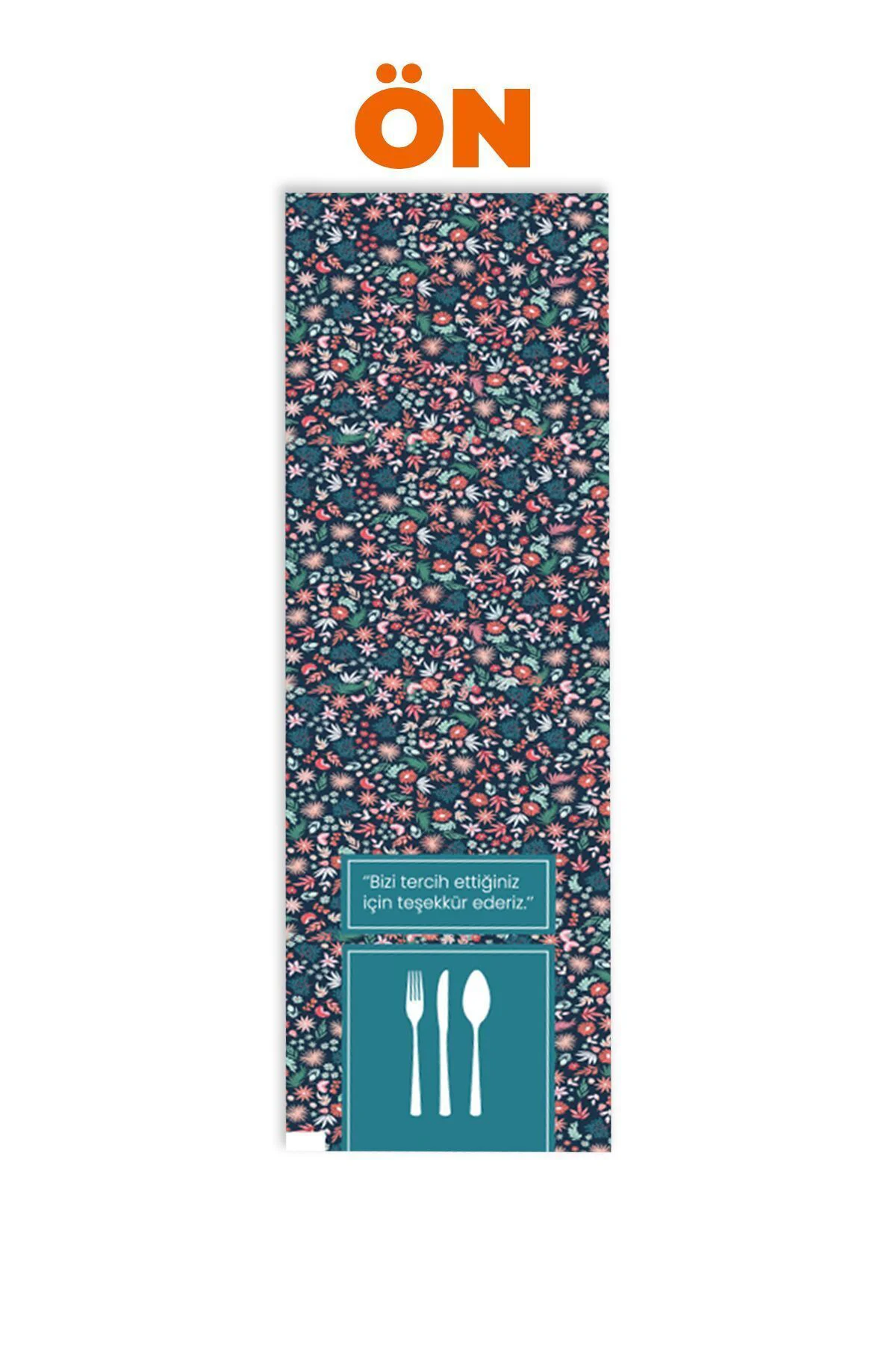 Kuşe Kağıt Çatal Kaşık Bıçak Kılıfı 500 Adet - 8cm X 24cm (Çiçekl