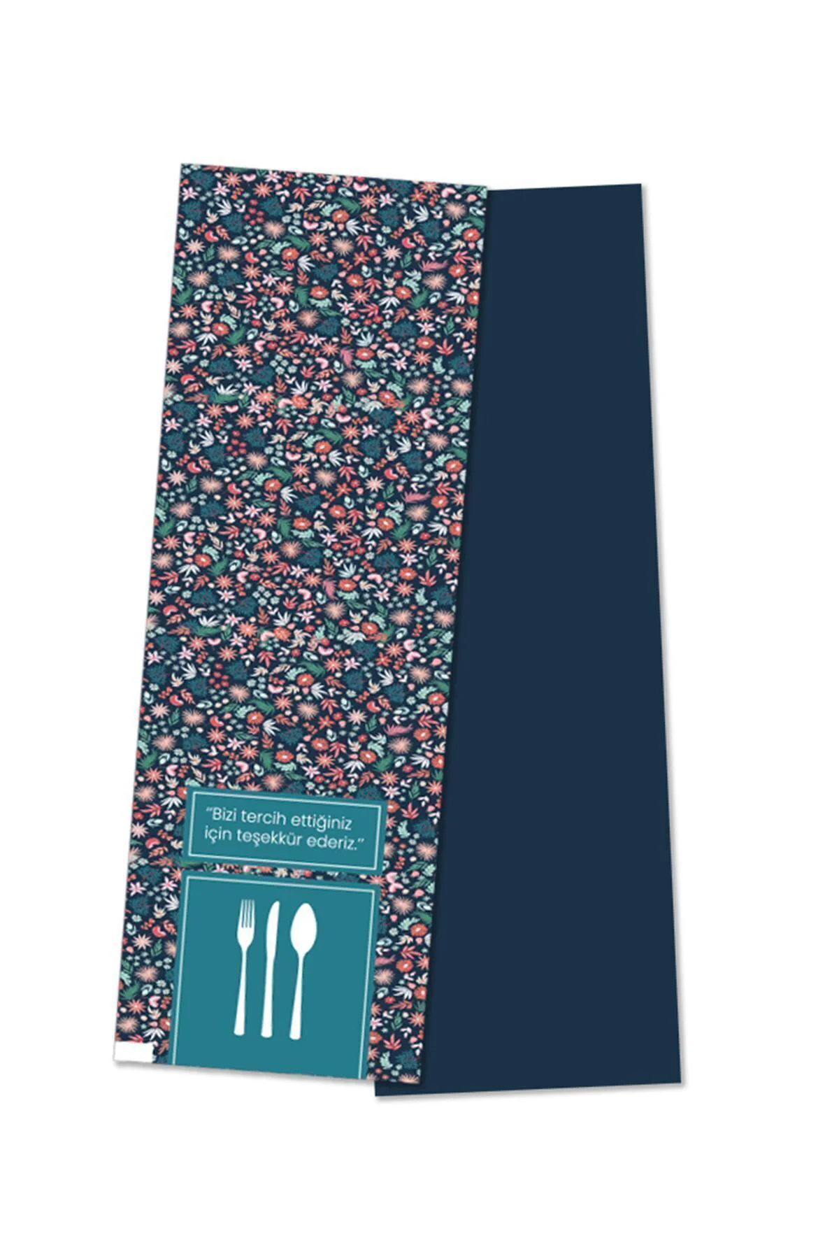 Kuşe Kağıt Çatal Kaşık Bıçak Kılıfı 1000 Adet - 8cm X 24cm (Çiçek