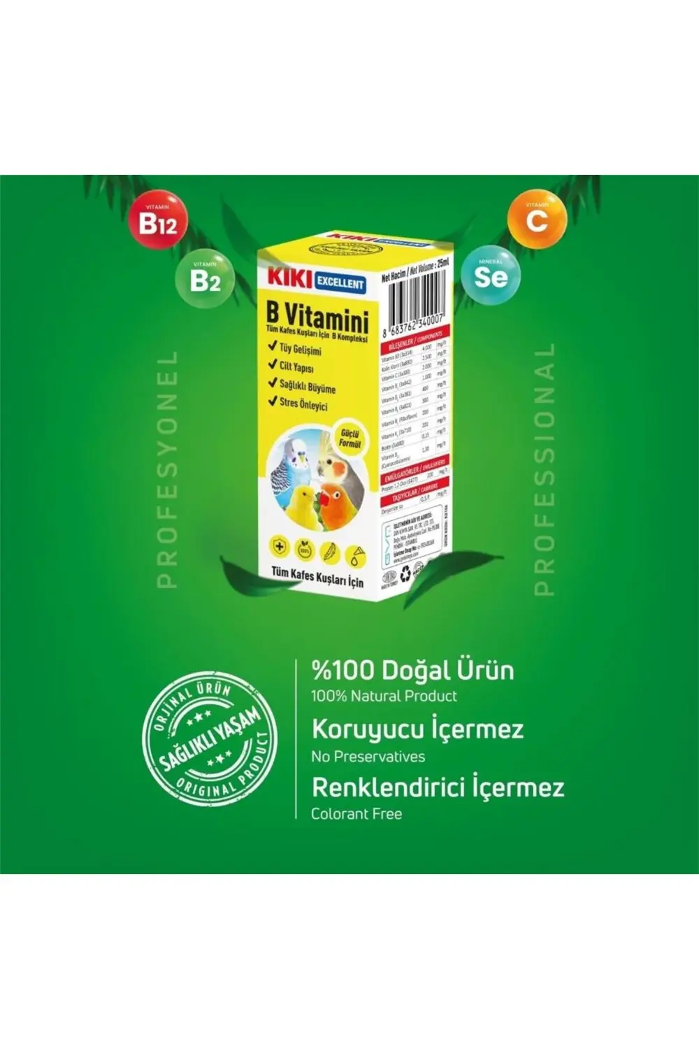 Kuşlar için B Vitamini Sıvı Damla 25 Ml