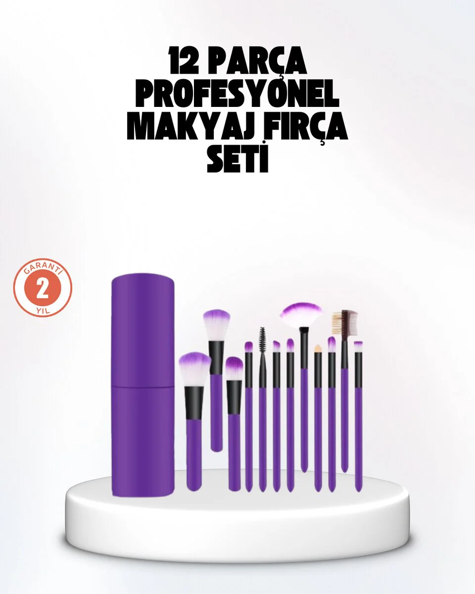 Kusursuz Makyaj İçin 12 Parça Profesyonel Fırça Seti Taşınabilir 