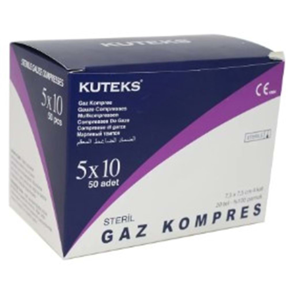 Kuteks Steril Gaz Kompres 7.5 x 7.5 cm (10x5) 50li