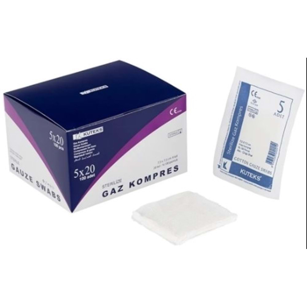Kuteks Steril Gaz Kompres 7,5 x 7,5cm (5x20) 100lü