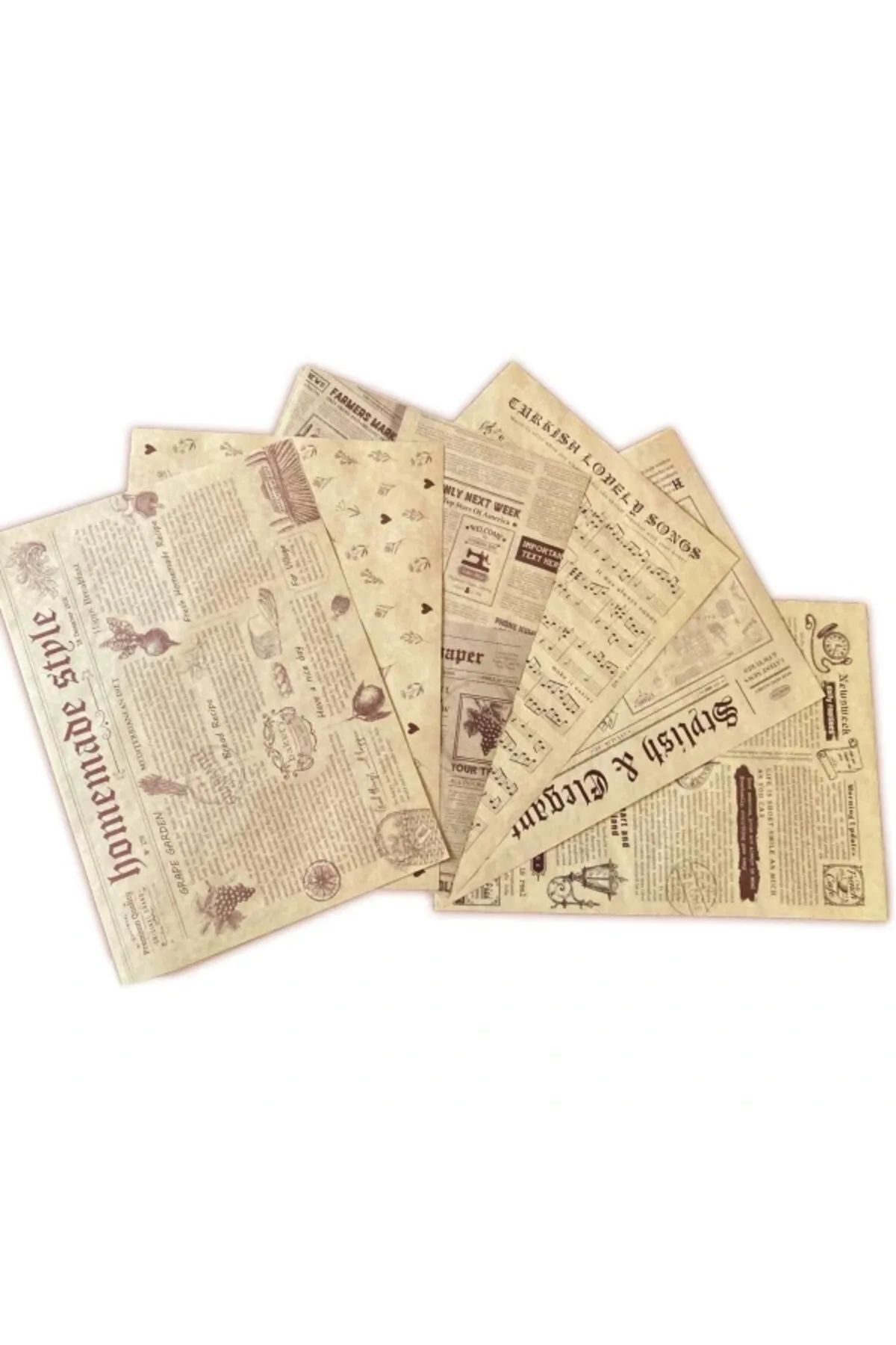 Kutuda 42 adet Desenli Yağlı Sunum Kağıdı, Vintage Desen, Sunum Kağıdı, Retro Desenli Kağı