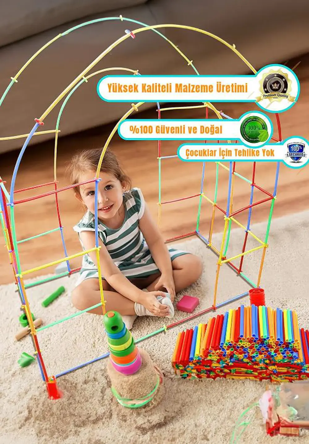 Kutulu Bambu Çubuklar (16 cm) 300 Parça (180 Parça Çubuk 120 Parç