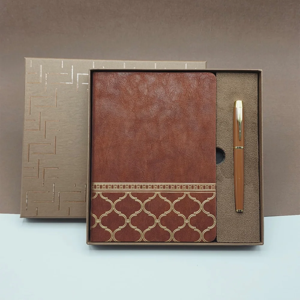 Kutulu Çizgili Lüks Defter Kalem Hediye Seti