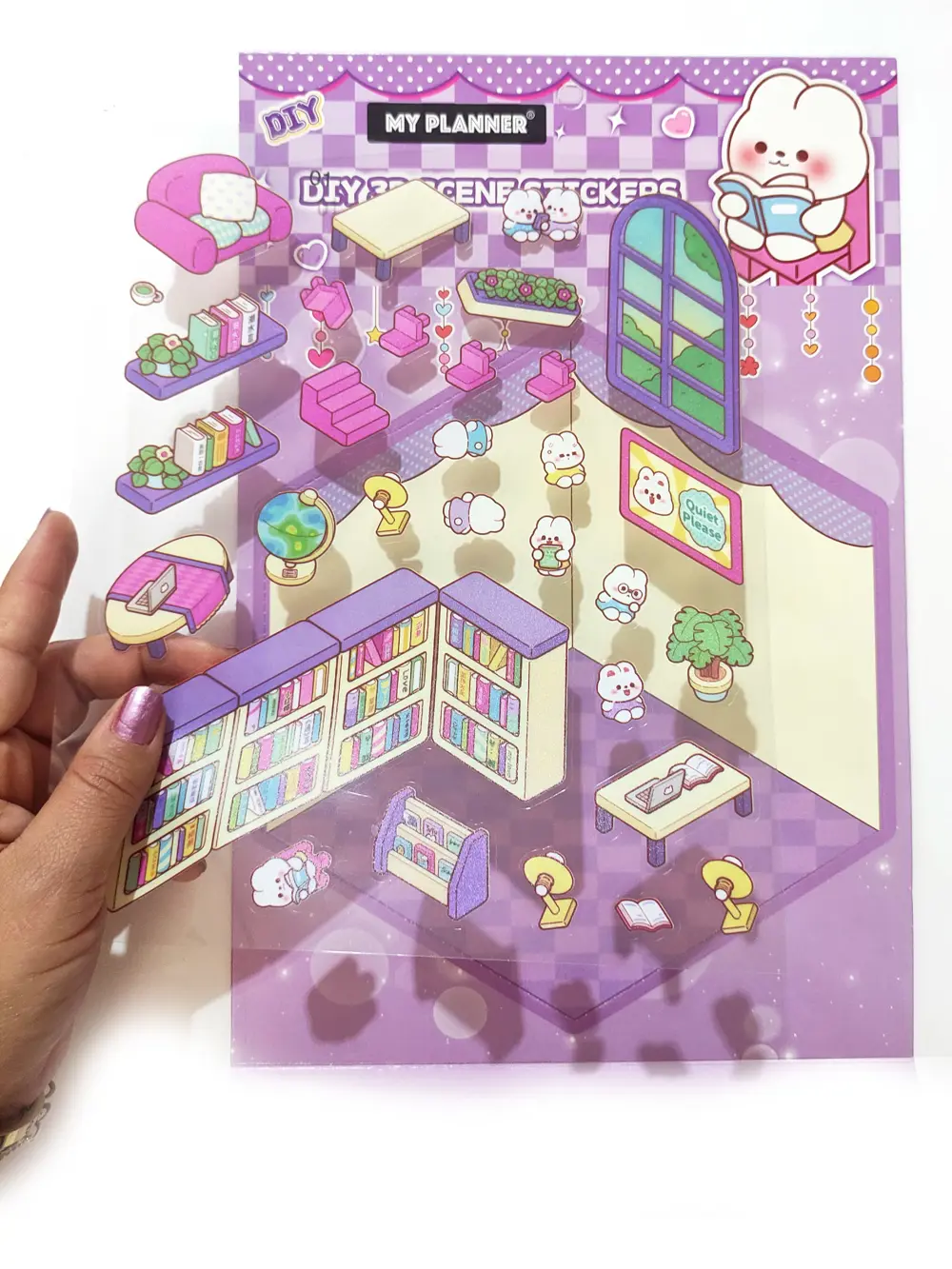 Kütüphane izometrik Sticker Yapım Seti 3d Etiket Yapışkanlı Çıkar