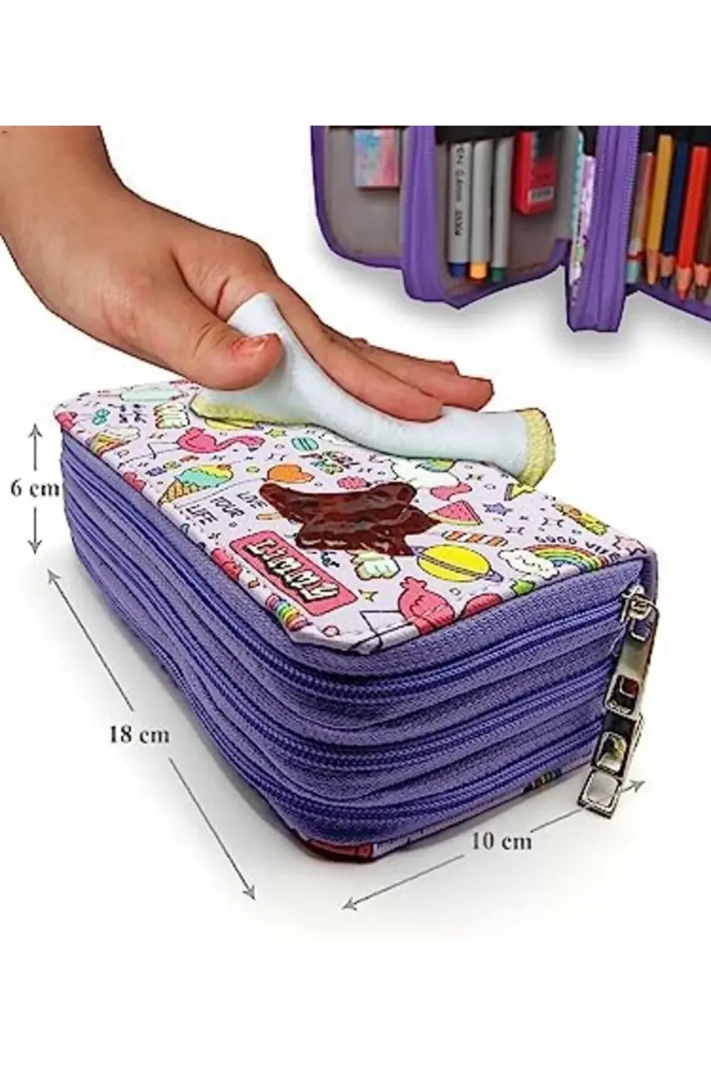 Kutusu - Organizer Vegan Deri Üç Bölmeli -Mor 1185222