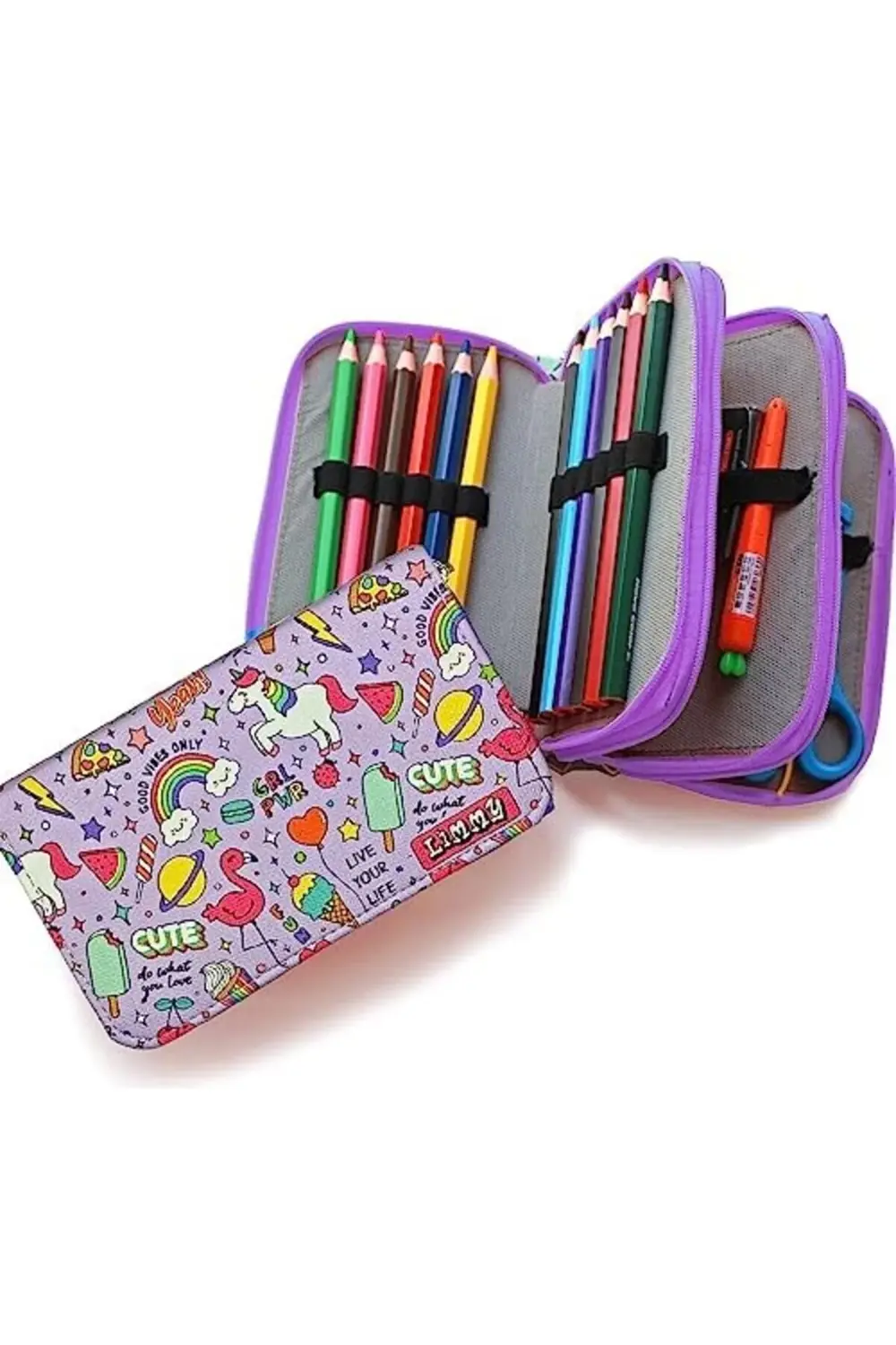 Kutusu - Organizer Vegan Deri Üç Bölmeli -Mor 1185222