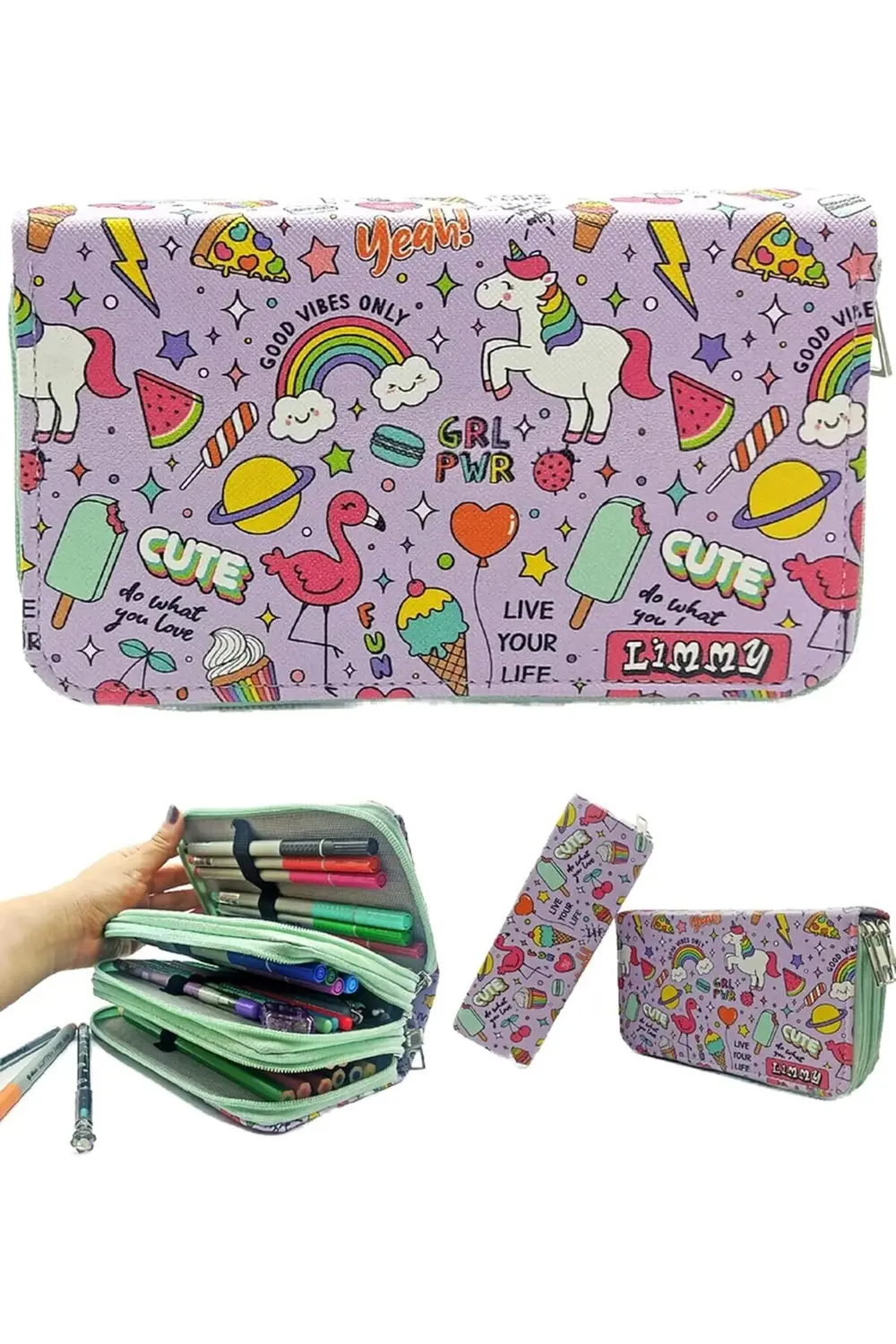 Kutusu - Organizer Vegan Deri Üç Bölmeli - Yeşil 1185222